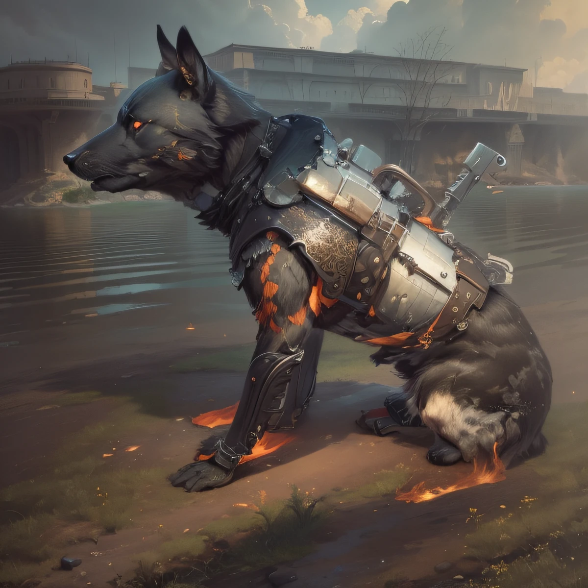 ((Best quality)), ((Masterpiece)), (Highly detailed), realistic, keep the idea, keep the colors, keep the shapes, Change the background to a gray earth plain, the sky looks cloudy, gray.