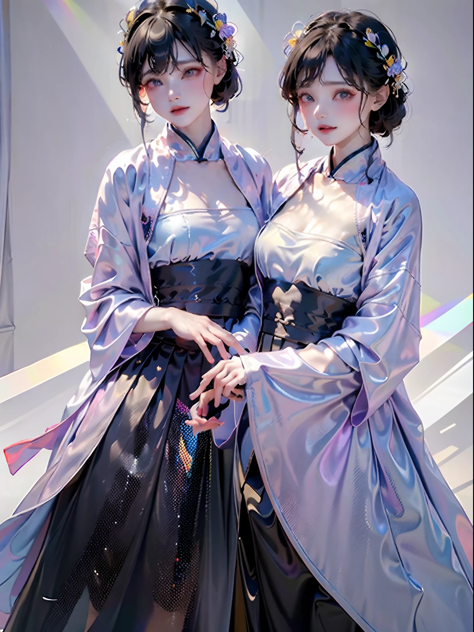 masterpiece, black_hair, 1 girl, looking at the audience, long_hair, nail_polish, solo, ancient art, Chinese,(8k, best quality, masterpiece:1.2), (realistic, realistic:1.2), (background sky: 1.2), (face close-up: 1.7), looking at the audience, hanfu, 1girl, (purple flower pine ink: 1.1), face close-up, detailed face, hanfu, song, long shan, pleated skirt，cinematic lighting, motion blur, ray tracing, god rays, bloom, drop shadow, close-up, lens flare, UHD, masterpiece, ccurate, anatomically correct, textured skin, super detail, high details, high quality, award winning, best quality, highres, 16k, HD, face close-up, close-up, close-up, accurate, correct hand, (anatomically correct: 1.5),