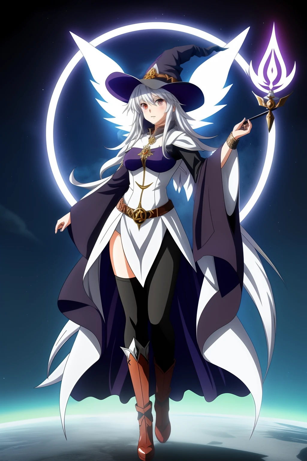a witch anime with mythical powers preferabaly in whitw clothing pfp style