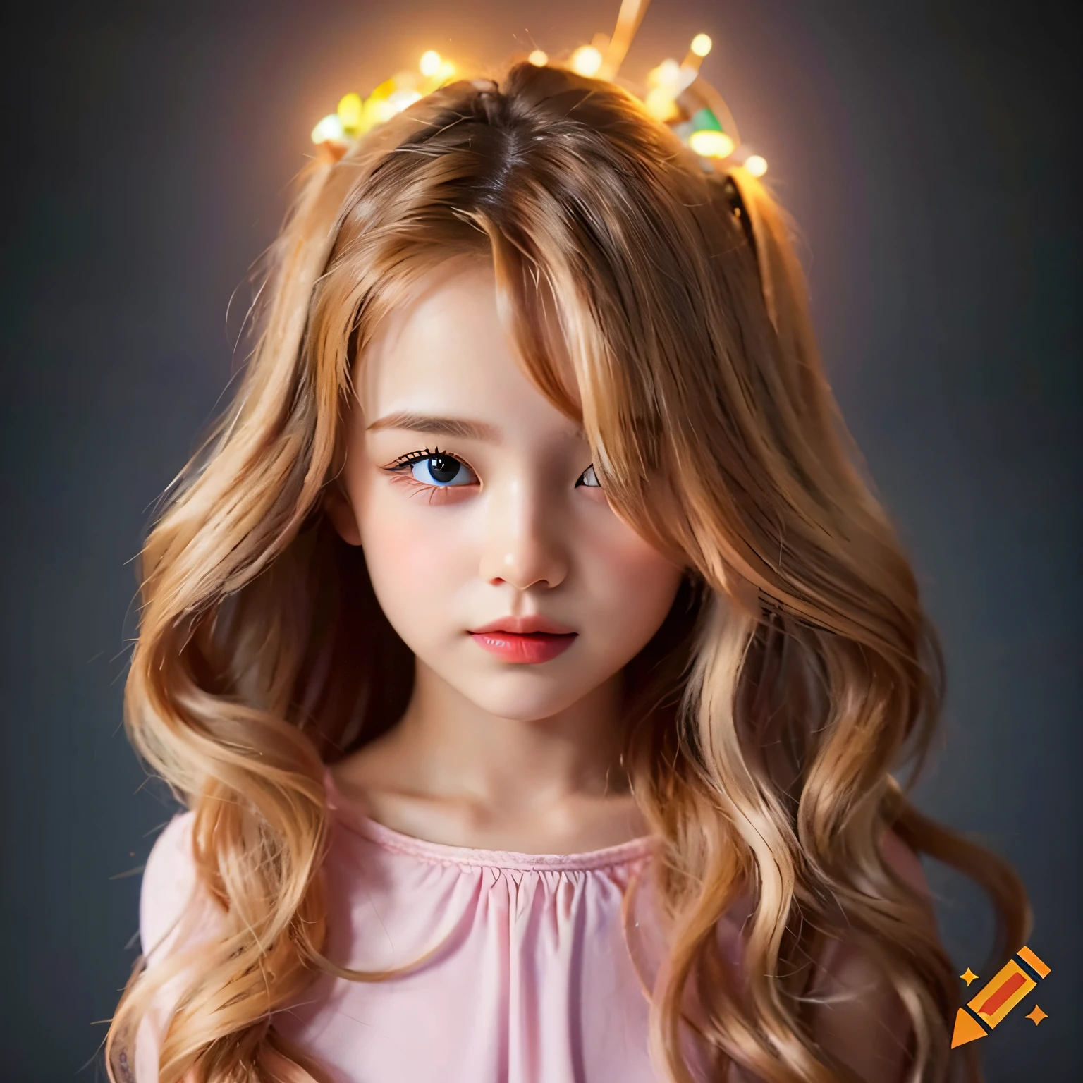 um close up de uma jovem com longos cabelos loiros, little girl with magical powers, menina bonito, menina bonita, portrait of magical young girl, painting digital adorable, menina jovem bonito, Directed by: Hristofor Zhefarovich, pintura realista da menina bonito, de uma menina anjo bonita, lindos olhos grandes luz, retrato de alta qualidade, princesa bonita