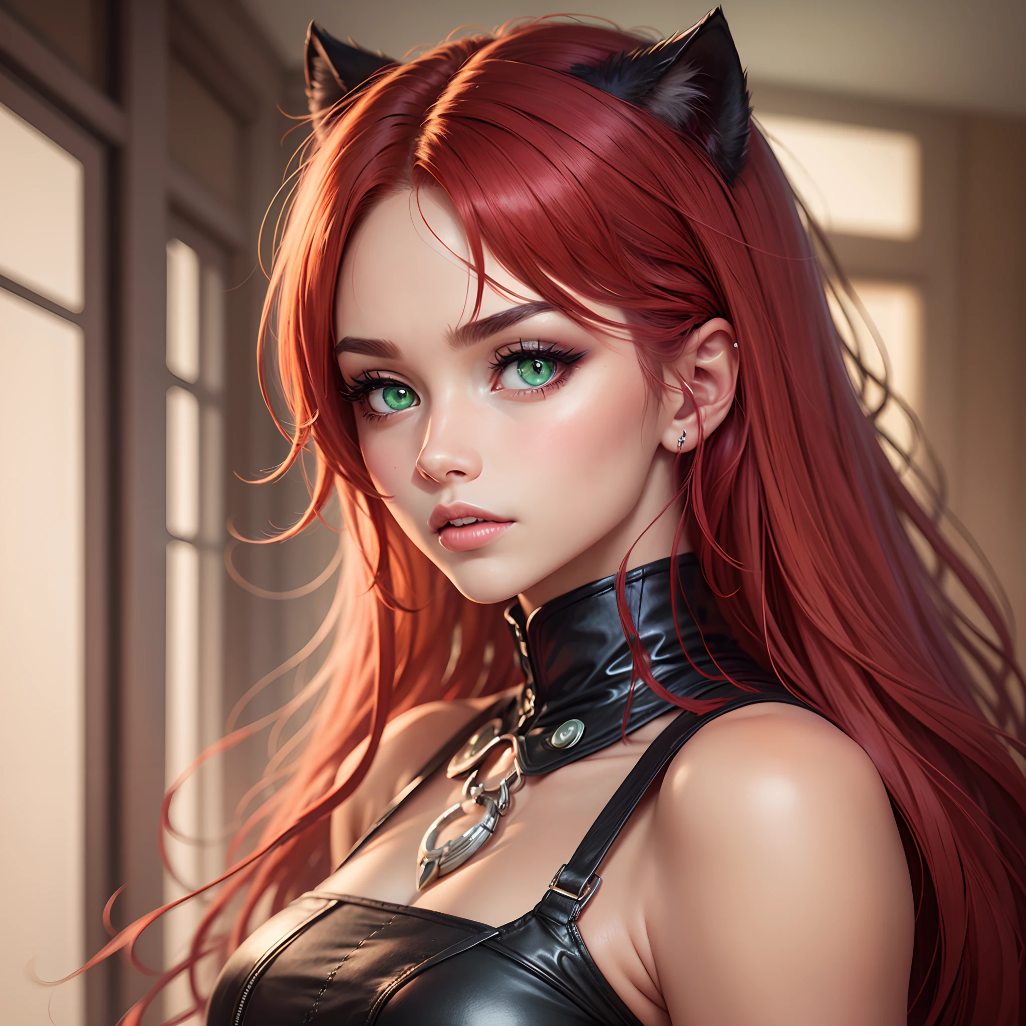 Panther, female, green eyes, red hair --auto --s2