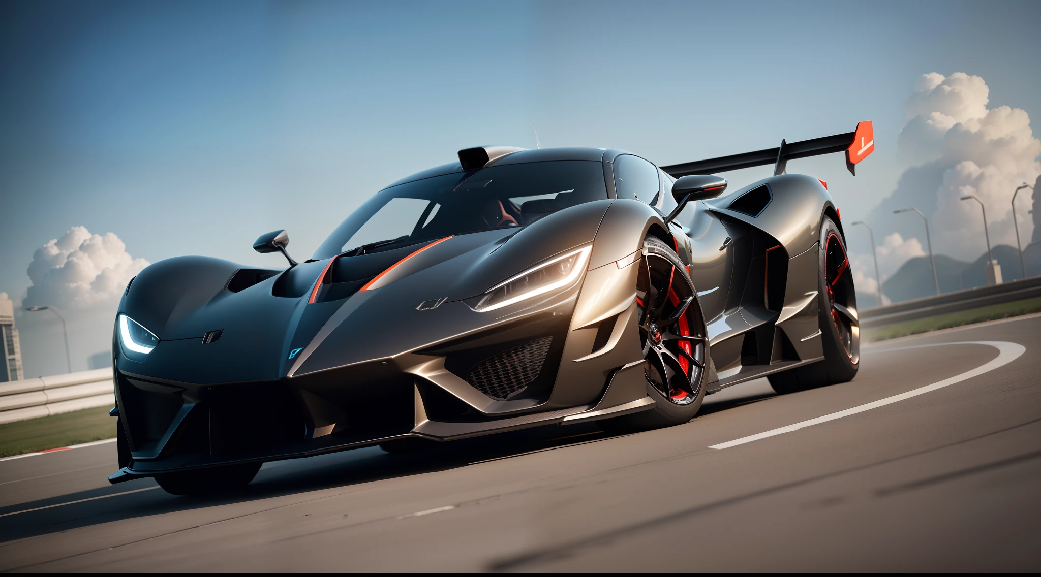 (sleek and aerodynamic design, ultra-realistic, 8k HDR), futuristic hypercar, fully electric, captured in a captivating side view angle, showcasing hyperrealism in a stunning 3d render, badass, side view, extremely realistic render, carbon fiber