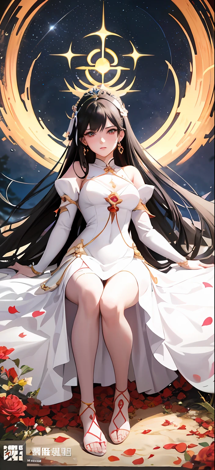 A woman in a white dress holds a close-up of a red object, Anime goddess, full-body xianxia, Guviz, Guviz-style artwork, cute anime waifu in a nice dress, seductive anime girls, Extremely detailed Artgerm, IG model | Art germ, a beautiful fantasy empress, trending on cgstation, Beautiful celestial mage