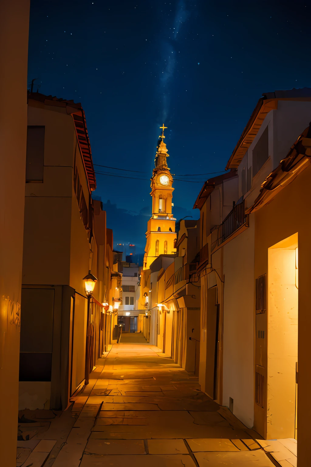 (Obra maestra, La mejor calidad:1.4), cinematiclight, Ciudad, Paisaje urbano, Noche, Cielo