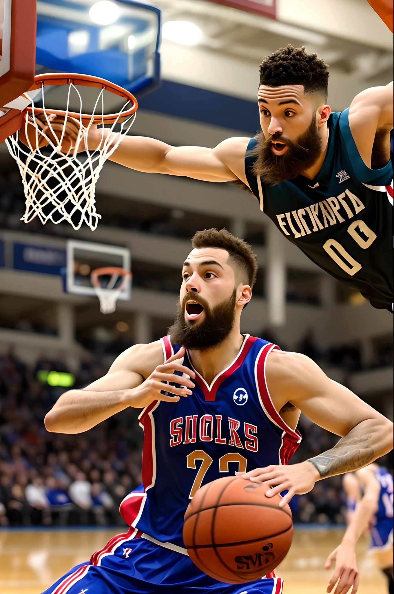 Beard pulling handsome boy basketball