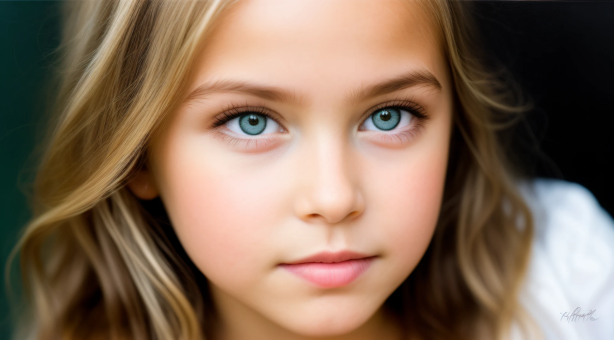 a closeup of a young CHILD with long blonde hair, little girl with magical powers, menina bonito, menina bonita, portrait of magical young girl, painting digital adorable, menina jovem bonito, Directed by: Hristofor Zhefarovich, pintura realista da menina bonito, de uma menina anjo bonita, lindos olhos grandes luz, retrato de alta qualidade, princesa bonita