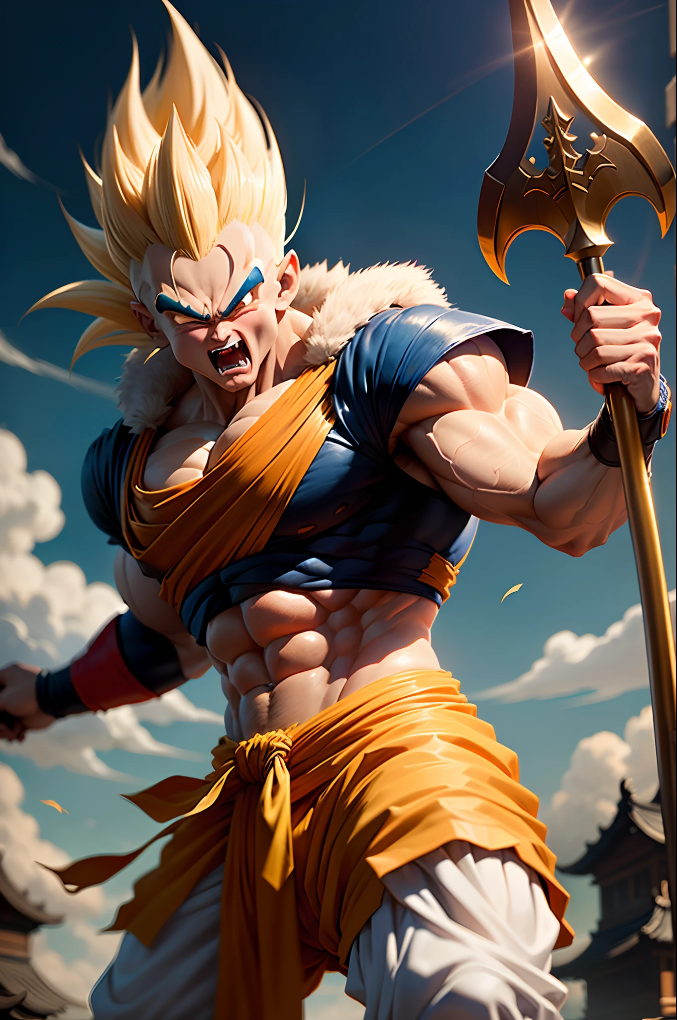 Dragon Ball Kakarot holds Lü Bu's weapon Fang Tian Painting Halberd