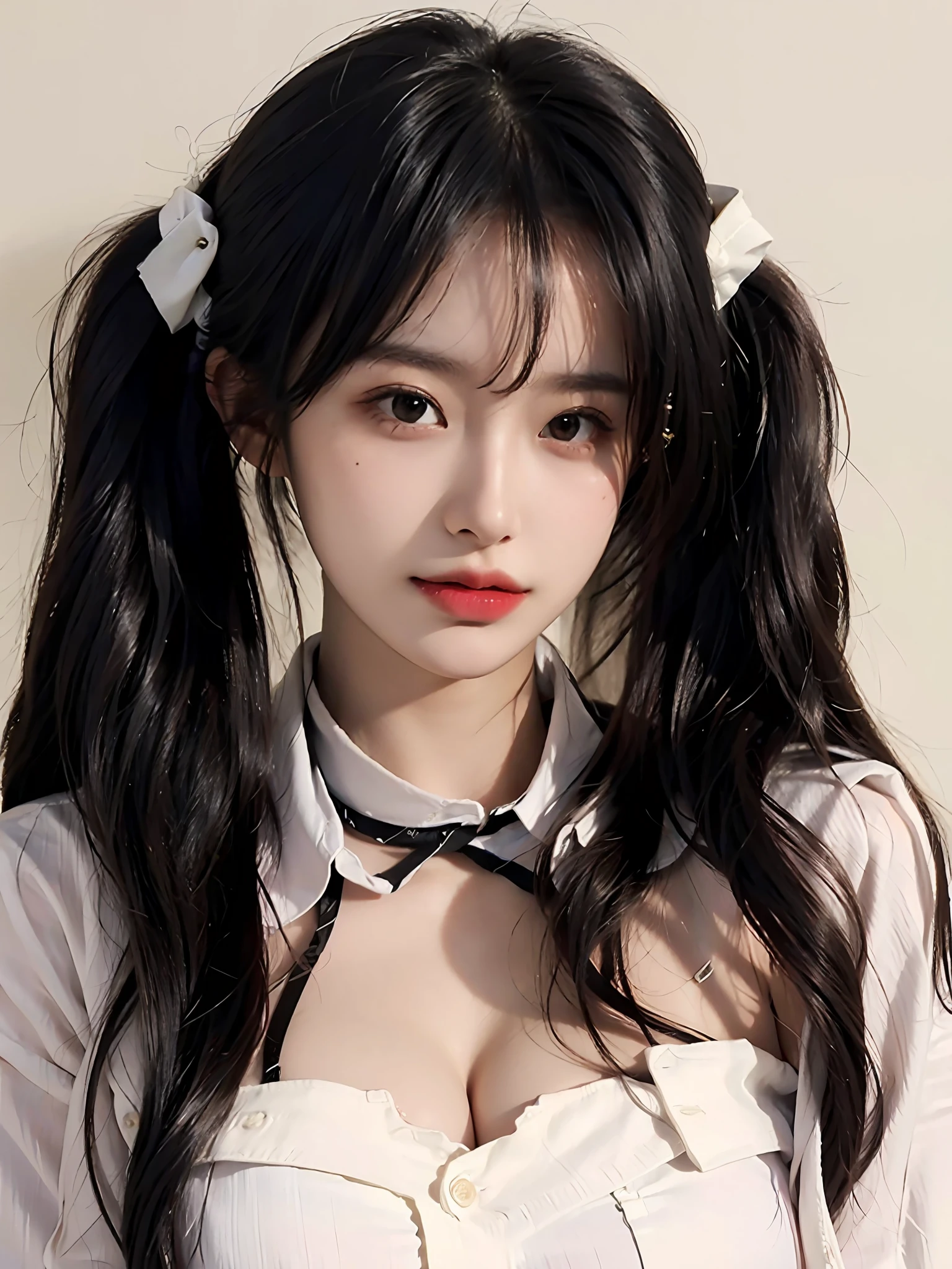 (Large breast:1.4),(open shirt:1.4),(Best quality,masterpiece,ultra high res,(photorealistic:1.4),1girl,(16 years old:1.4),(partially unbuttoned:1.5),
