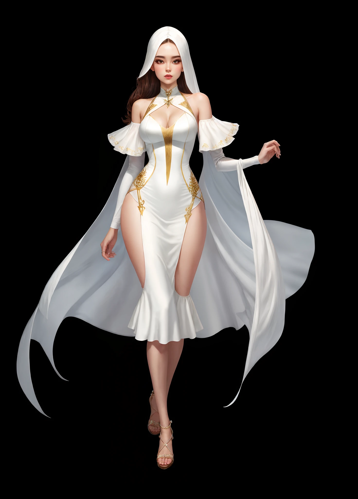 White silk full body female