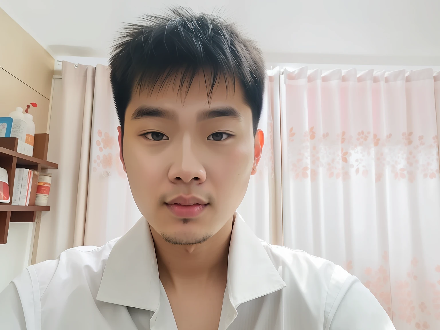 there is a man that is standing in front of a window, south east asian with round face, 8k selfie photograph, 2 7 years old, yanjun cheng, thawan duchanee, around 1 9 years old, Face picture, 2 8 years old, with round face, young cute wan asian face, xintong chen, Face photo