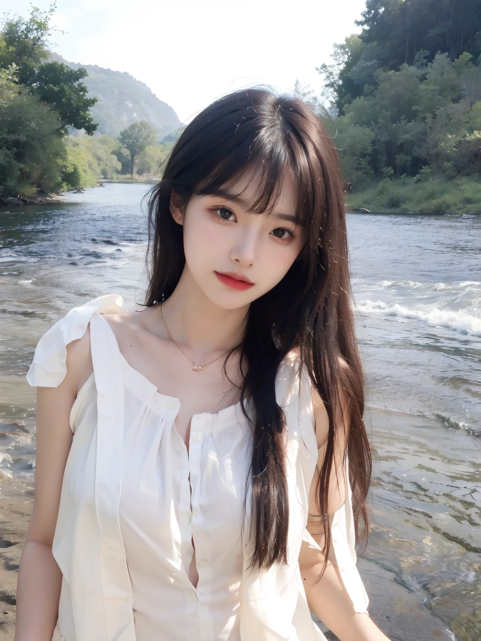 (Large breast:1.4),(open shirt:1.4),(Best quality,masterpiece,ultra high res,(photorealistic:1.4),1girl,(:1.4),(partially unbuttoned:1.5),
