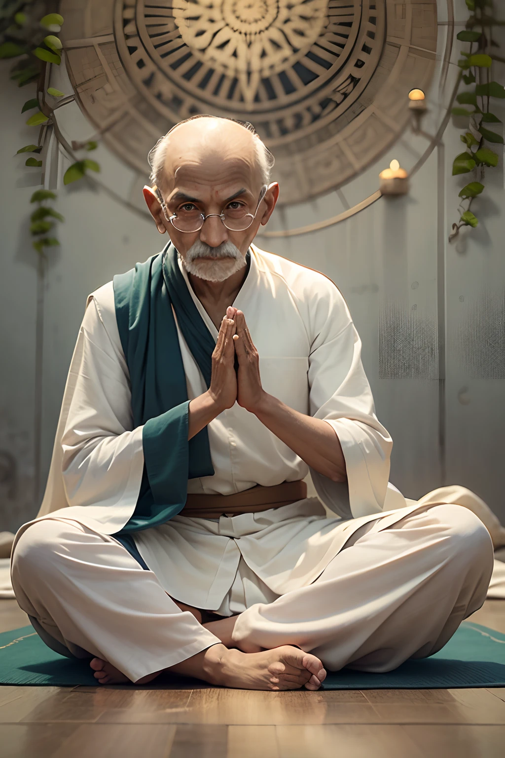 Mahatma Gandhi, no seu templo, meditando, ultra realista --auto --s2