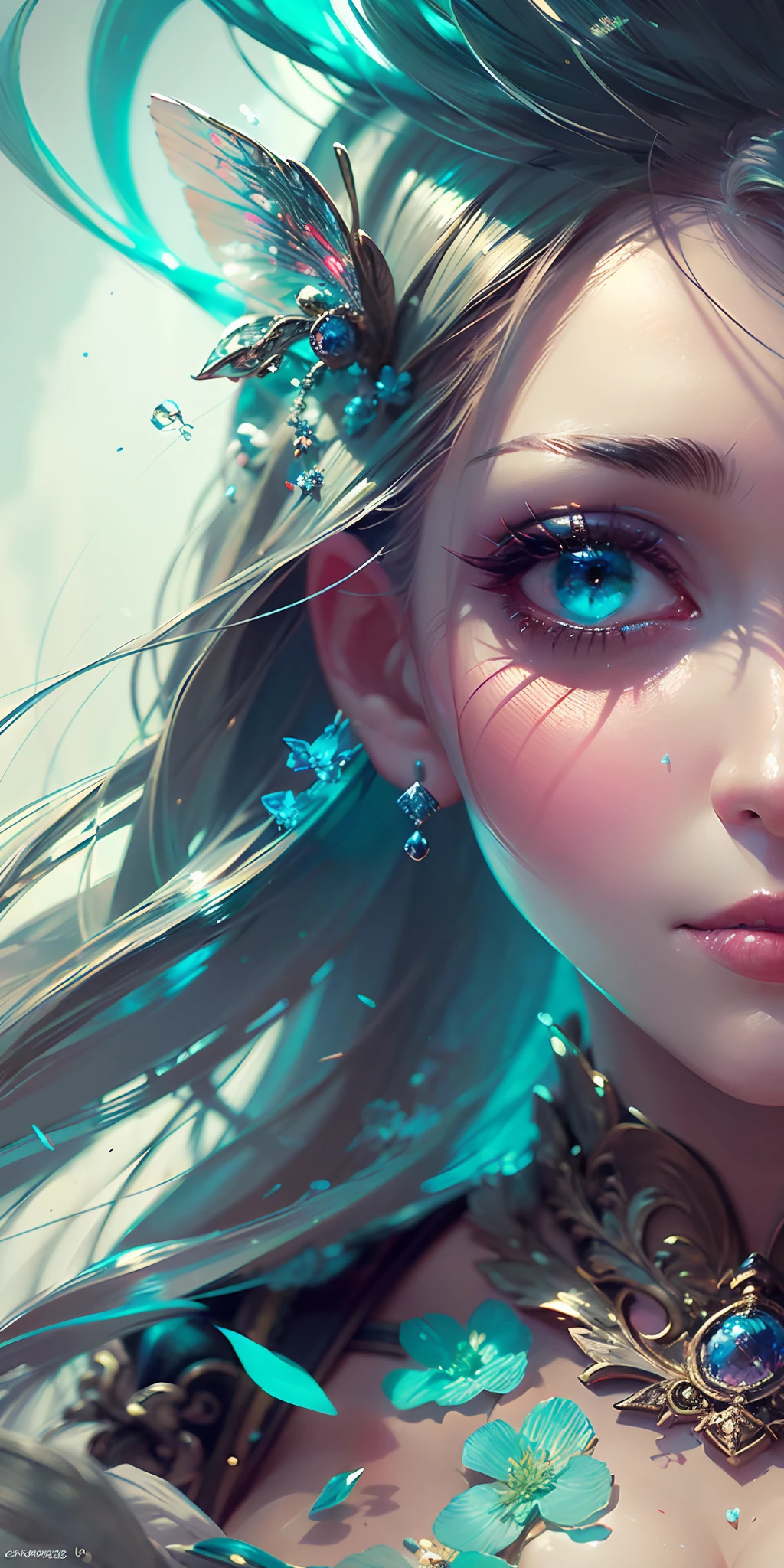 a close up of a woman in a silver and blue dress, chengwei pan on artstation, by Yang J, detailed fantasy art, stunning character art, fanart best artstation, epic exquisite character art, beautiful armor, extremely detailed artgerm, detailed digital anime art, artgerm on artstation pixiv, armor girl