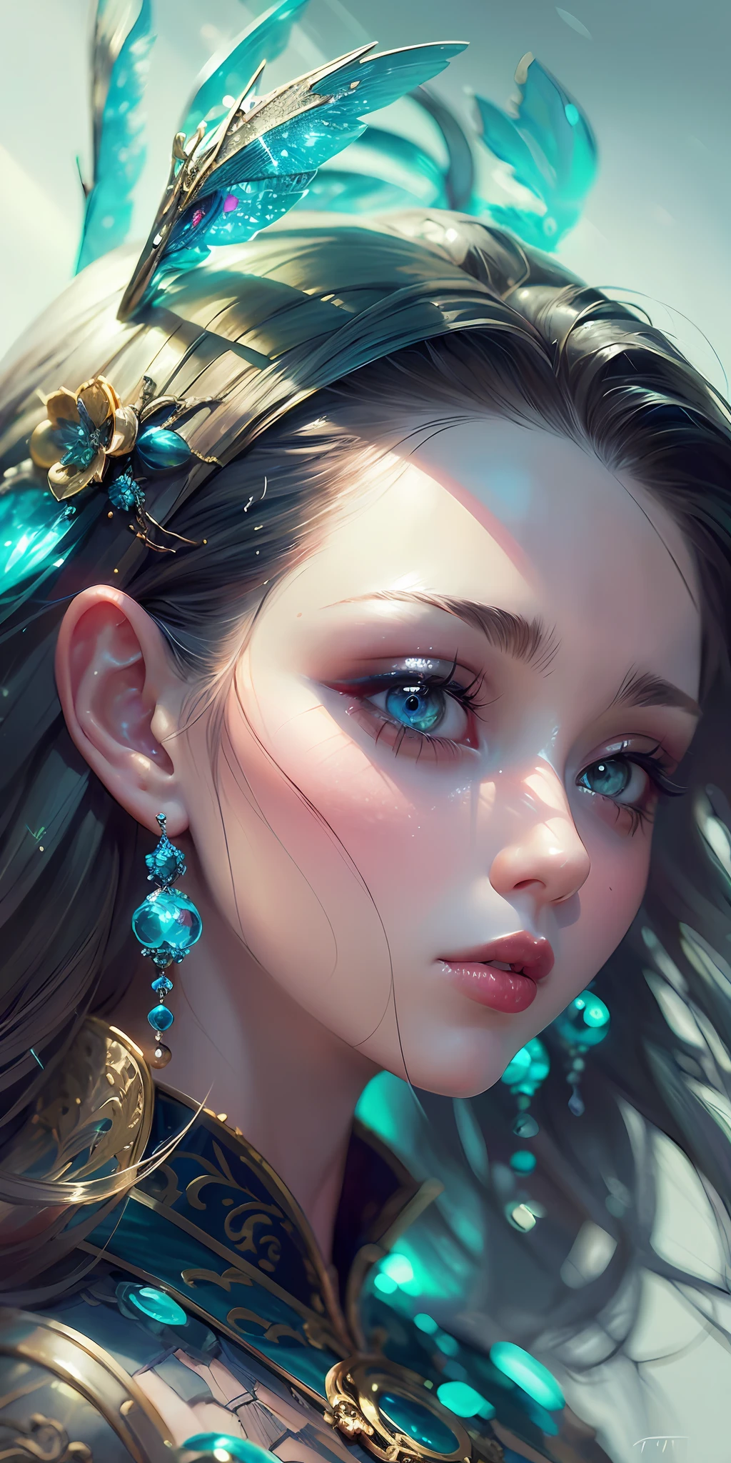 a close up of a woman in a silver and blue dress, chengwei pan on artstation, by Yang J, detailed fantasy art, stunning character art, fanart best artstation, epic exquisite character art, beautiful armor, extremely detailed artgerm, detailed digital anime art, artgerm on artstation pixiv, armor girl
