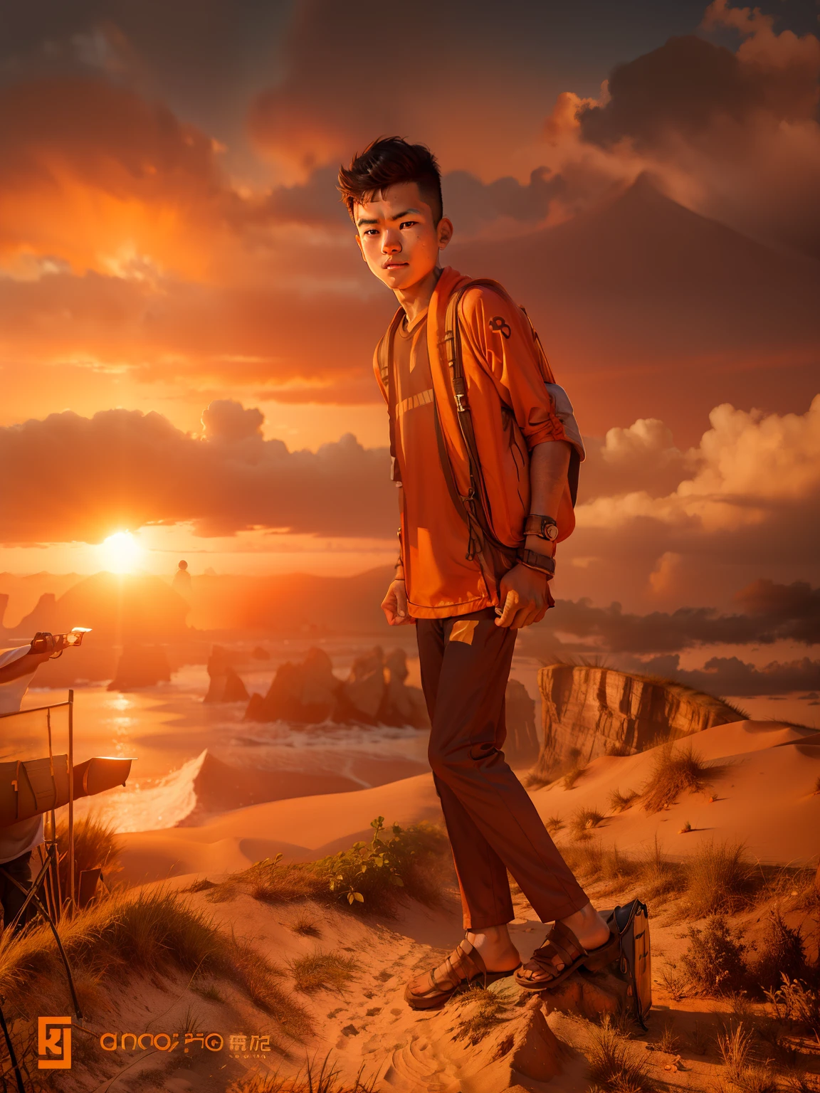 Chang this boy baground dune to a sunset, professional product photography
