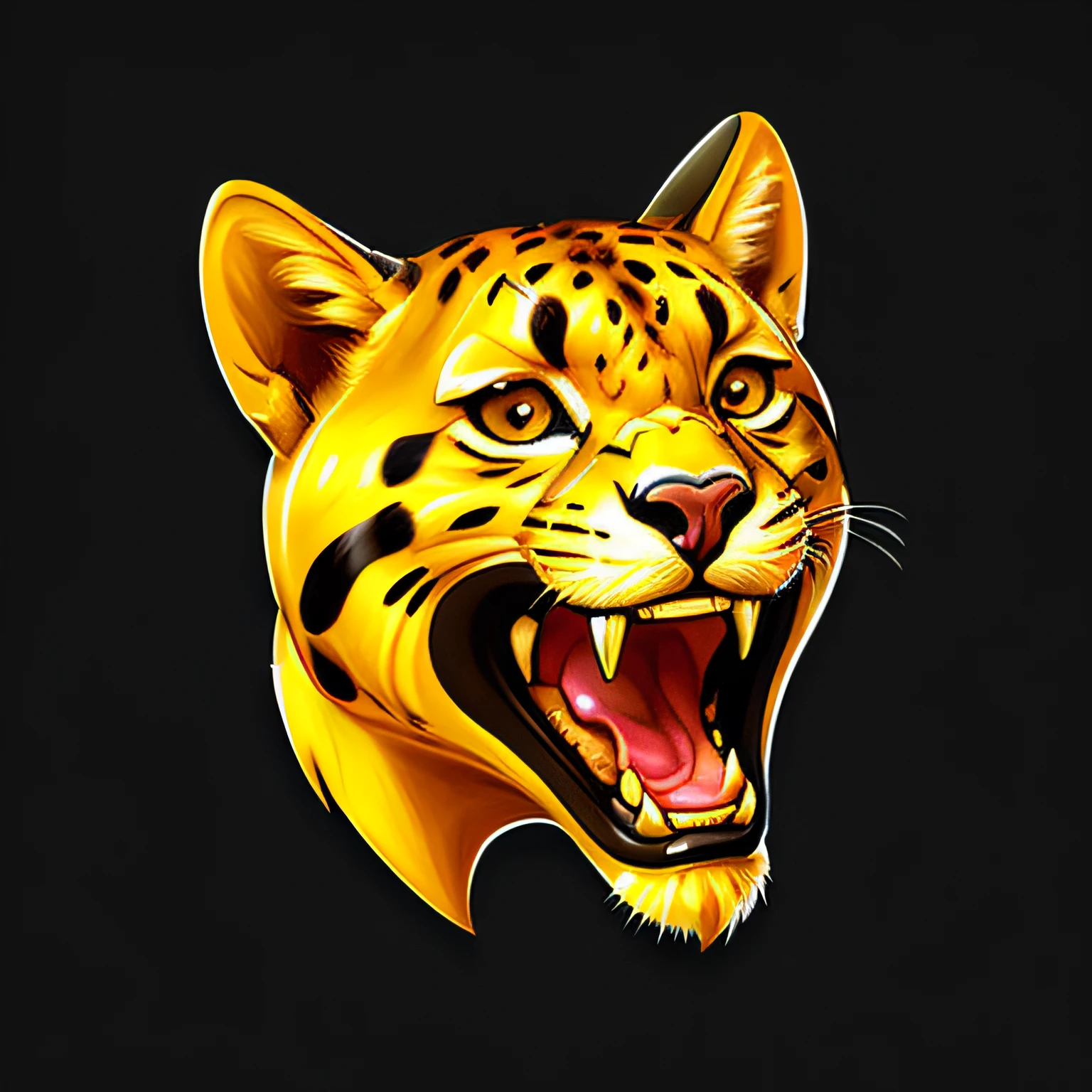 logo of a cheetah , centered ,symetric,detailed bad angry looking eyes , 3d icon