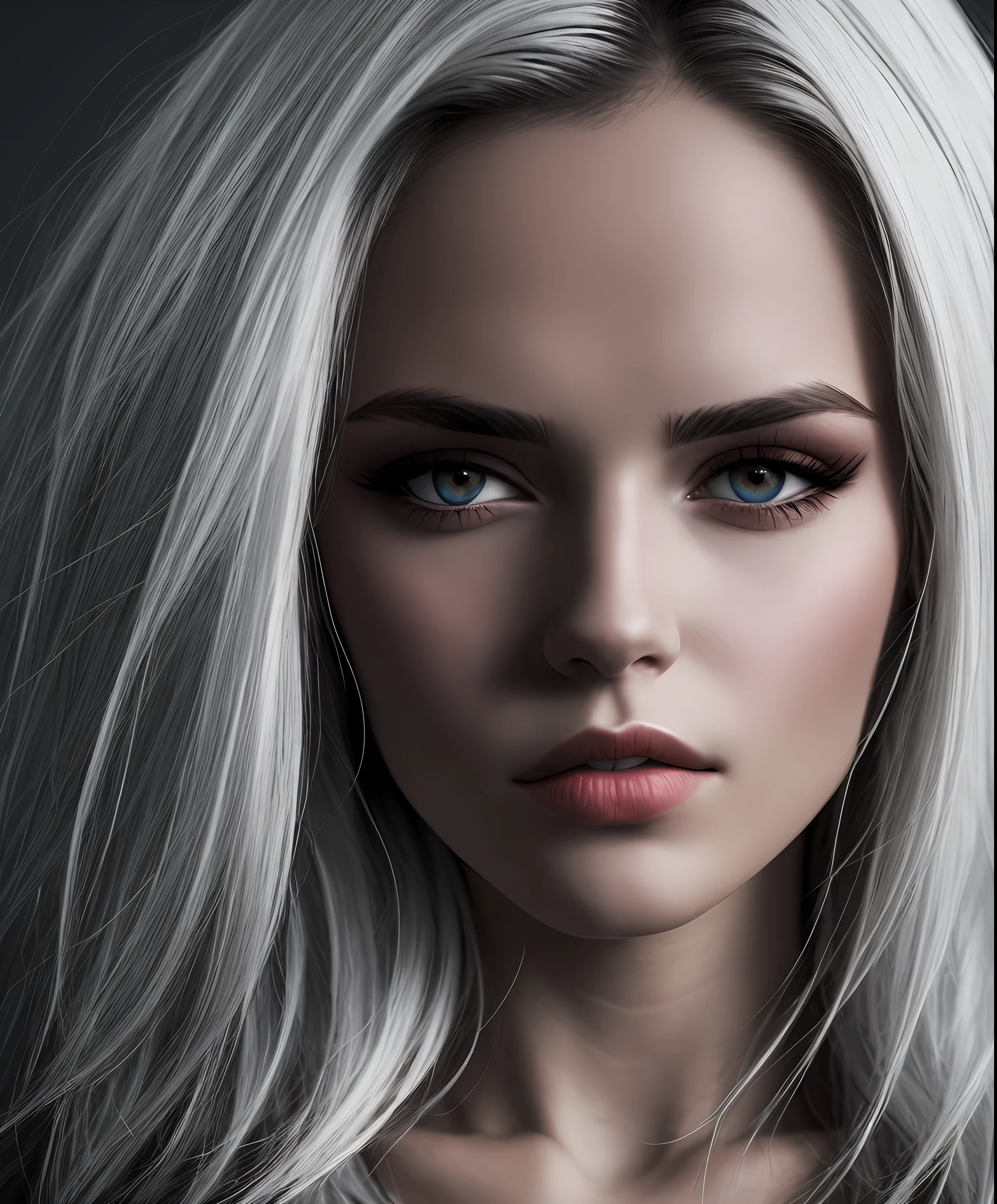 White hair and red eyes