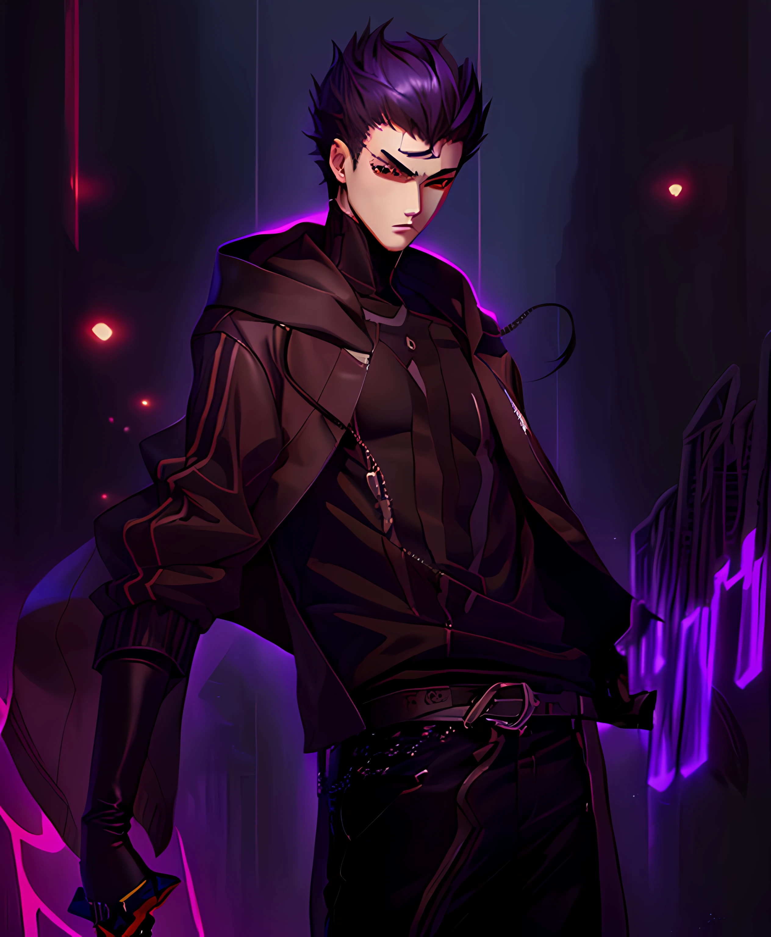 personagem de anime com uma jaqueta preta e gravata laranja e uma camisa preta, Gatilho Estilo de Arte de Anime, Arte digital de Danganronpa, persona 5 phantom thief style, Kentaro Miura estilo de arte, Torre de Deus, Epic anime style, um assassino adolescente ousado, personagem estilo anime, esgrimista de anime, estilo de arte persona, Estilo Kentaro Miura, estilo anime masculino