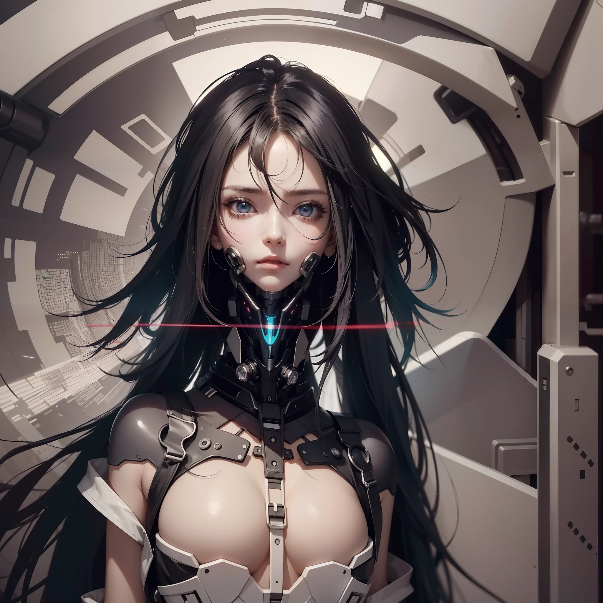 Anime girl with long black hair and futuristic outfit, Digital Cyberpunk Anime Art, female cyberpunk anime girl, Cyberpunk Anime Girl, digital cyberpunk - anime art, anime cyberpunk art, Cyberpunk anime girl mecha, Cute cyborg girl, Detailed Digital Anime Art, cyberpunk anime art, Perfect Anime Cyborg Woman, Cyborg girl, portrait anime space cadet girl, artwork in the style of guweiz