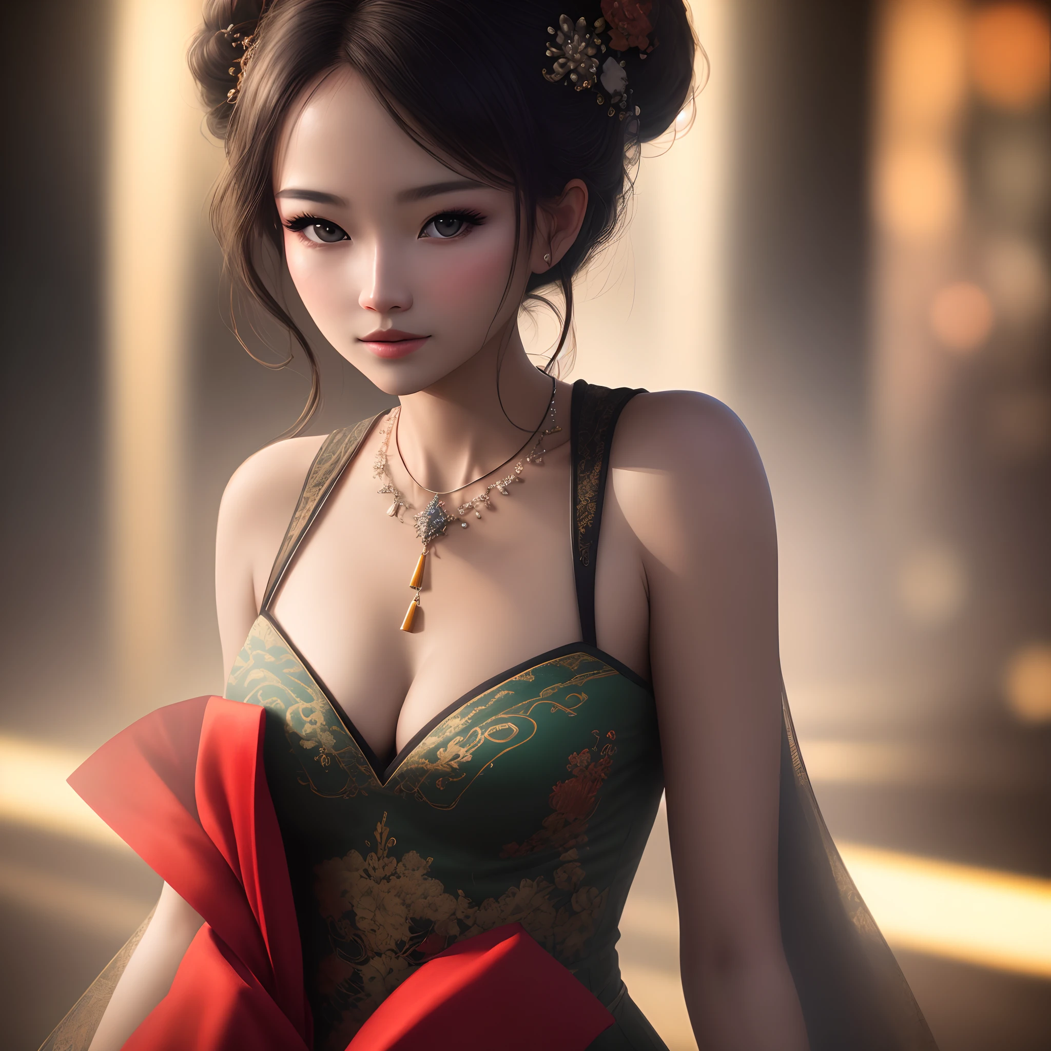 best quality, masterpiece, highres, 1girl,china dress,hair ornament,necklace, jewelry,Beautiful face,upon_body, tyndall effect,photorealistic, dark studio, rim lighting, two tone lighting,(high detailed skin:1.2), 8k uhd, dslr, soft lighting, high quality, volumetric lighting, candid, Photograph, high resolution, 4k, 8k, Bokeh,