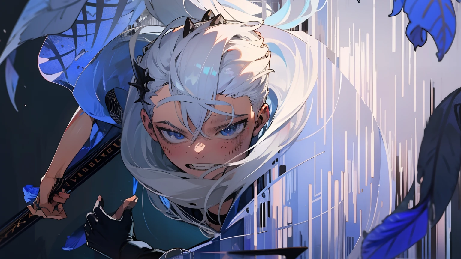 melhor qualidade, extremely high-resolution, obra-prima,silver hair, Blue iris,boy