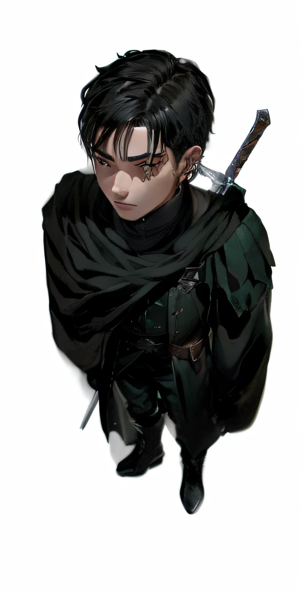 a drawing of a man with a sword in his hand, cara bonito na arte demon slayer, Cassandra Caim, Estilo de arte Berserk, Tripas Berserk, Arya Stark, Tripas de Berserk, inspirado em Shingei, Tripas de Berserk, Tartakovsky, tordo, inspired by Sakai Hōitsu, jovem mago das sombras macho, vestindo capa escura