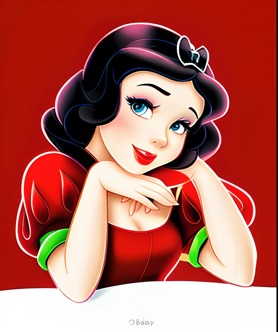A cartoon snow white with a red bow on her head, Branca de Neve, Retrato da Branca de Neve, personagem disney, pale snow white skin, cara dos desenhos animados da disney, 4K HD |. cabelos brancos de neve, desenho animado da disney, estilo de personagem disney, por disney, princesa disney, Princesa da Disney, imagem dos desenhos animados, iconic character, doce, diseny animation style