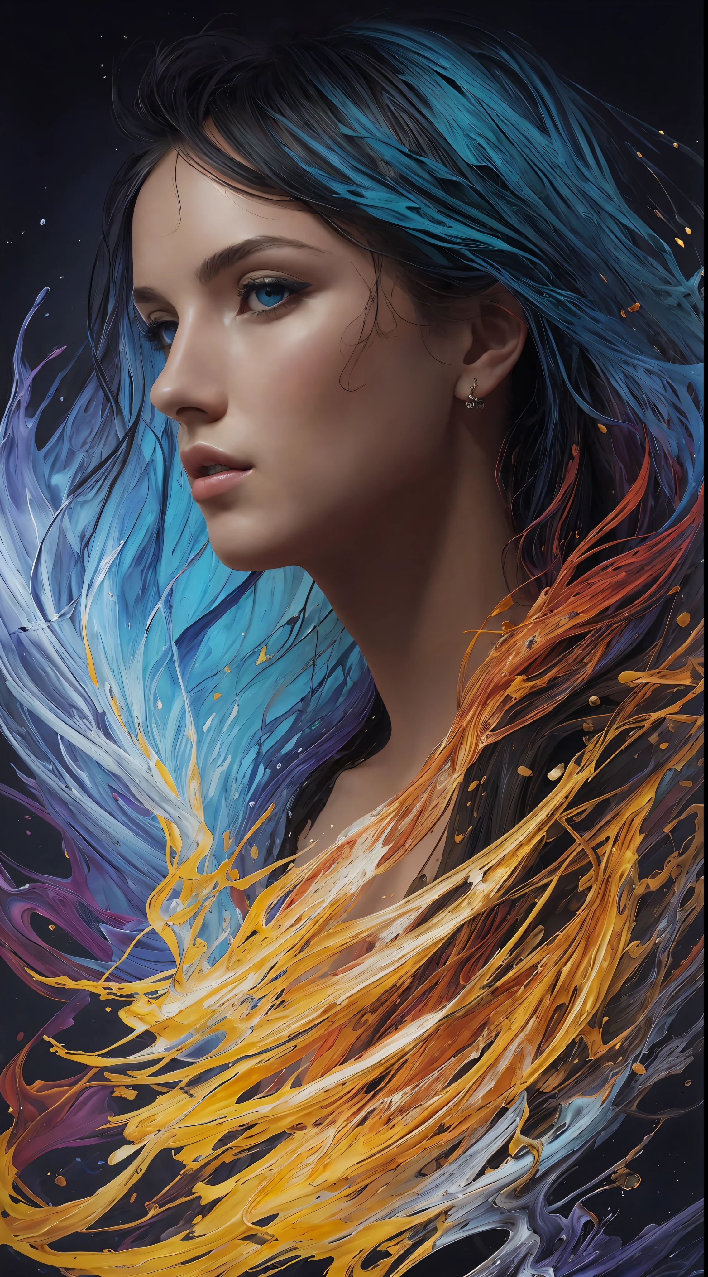 Colorful beautiful girl: a giru 28-years old, messy hair, oil painting, nice perfect face with soft skinice perfect face, blue yellow colors, light purple and violet additions, light red additions, intricate detail, splash screen, 8k resolution, masterpiece, cute face,artstation digital painting smooth veryBlack ink flow: 8k resolution photorealistic masterpiece: intricately detailed fluid gouache painting: by Jean Baptiste Mongue: calligraphy: acrylic: watercolor art, professional photography, natural lighting, volumetric lighting maximalist photoillustration: by marton bobzert:, complex, elegant, expansive, fantastical, wavy hair, vibrant, Best quality details, realistic, High definition, High quality texture, epic lighting, Cinematic film still, 8k, soft lighting, anime style, masterful playing card border, random Colorful art, oil painting, blue yellow colors, light purple and violet additions, light red additions, intricate detail, splash screen, 8k resolution, masterpiece, artstation digital painting smooth veryBlack ink flow: 8k resolution photorealistic masterpiece: intricately detailed fluid gouache painting: by Jean Baptiste Mongue: calligraphy: acrylic: watercolor art, professional photography, natural lighting, volumetric lighting maximalist photoillustration: by marton bobzert:, complex, elegant, expansive, fantastical, vibrant