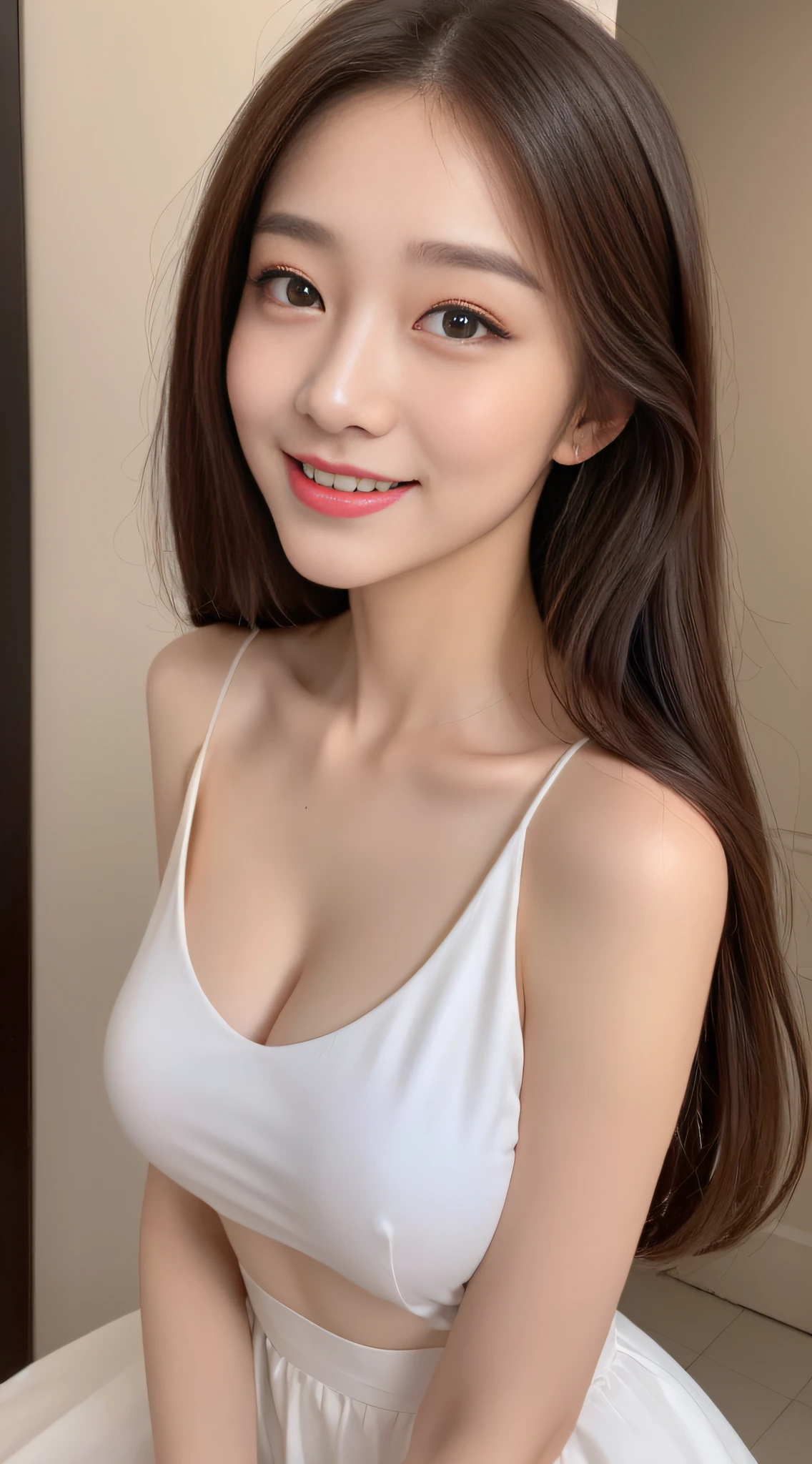 ((Best Quality, 8K, Masterpiece: 1.3)), 1girl, Slim Abs Beauty: 1.3, (Hairstyle Casual, Big Breasts: 1.2), Dress: 1.1, Super Fine Face, Delicate Eyes, Double Eyelids, Smile, Home