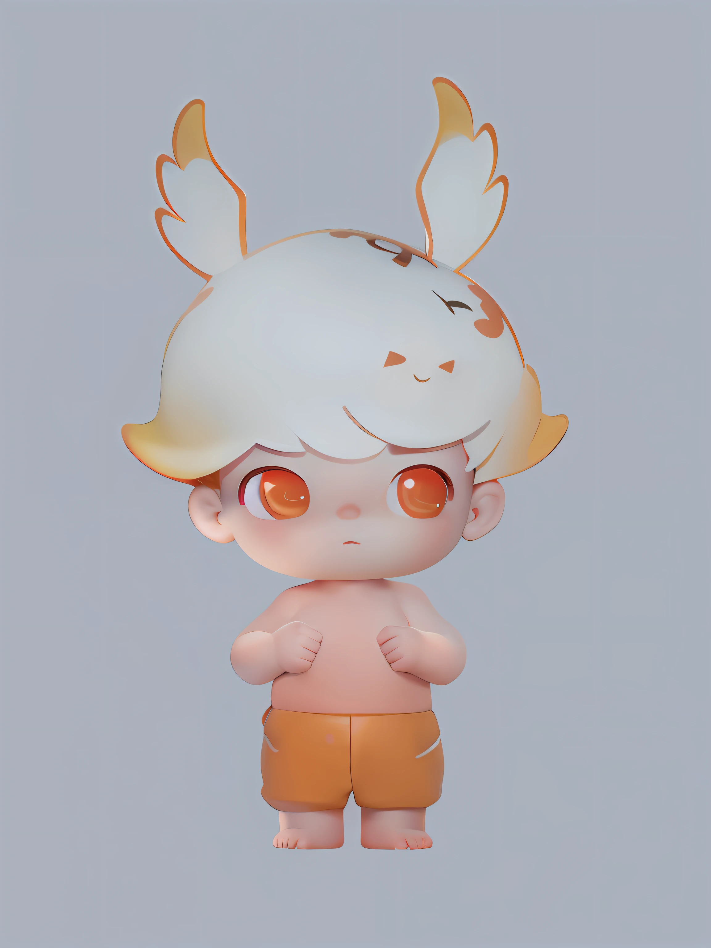 There was a small toy，There is a bunny hat on it, cute character, vinyl toy figurine, Guviz, portrait of a small, Cute! C4D, Guviz-style artwork, guweiz masterpiece, Slim boy，Rushed face, cute 3 d render, author：Lee Jeon-suk, stylized character, 3 d render stylized，CG animation rendering，