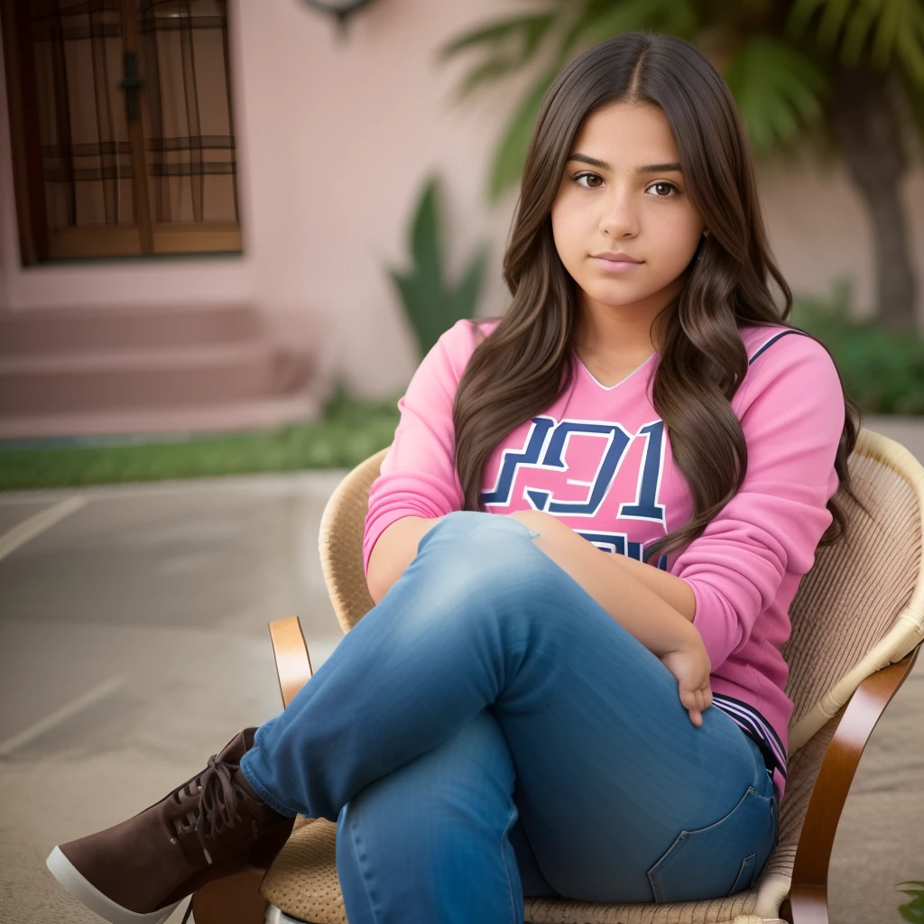An 18-year-old girl who was kidnapped She is sitting in a chair in front of the camera giving an interview and her expression looks serious and concentrated she has dark brown hair, brown eyes, and a medium build. Su voz es suave y serena, pero con un tono firme ,High Realism Photo of Real People High Resolution --auto --s2