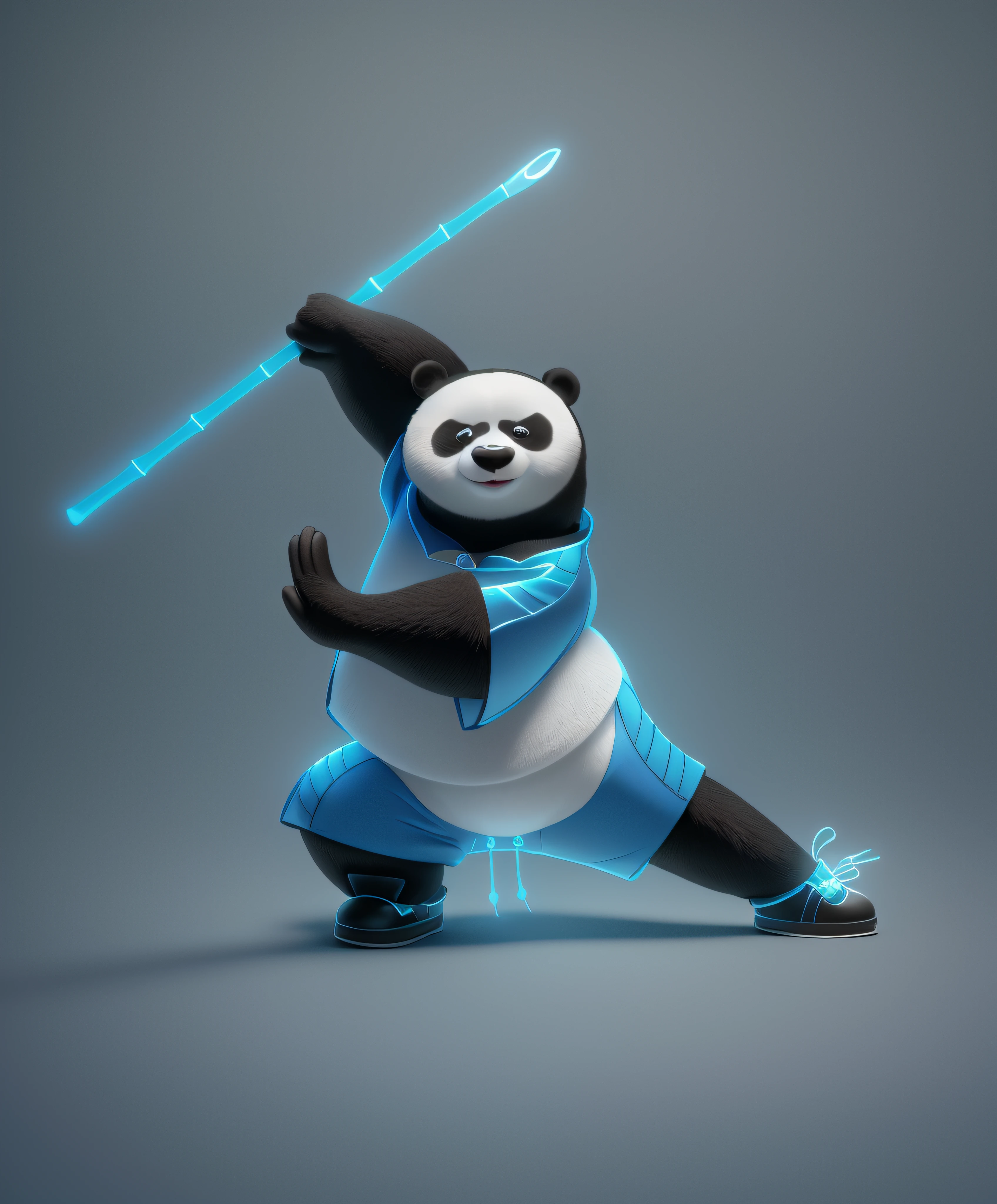 (masterpiece), (best quality), (ultra-detailed), (full body:1.2), Super cute, , Pixar, Baby panda in pajamas, T-shirt blue, shorts blue, hands, and legs and stomach is black, Big bright eyes, Fluffy, Smile, Delicate and fine, Fairy tales, Incredibly high detailed, Pixar style, Bright color palette, Natural light, Simple background with pure color, Octane render, Trending on Artstation, Gorgeous, Ultra wide angle, 8k, HD, Realistic