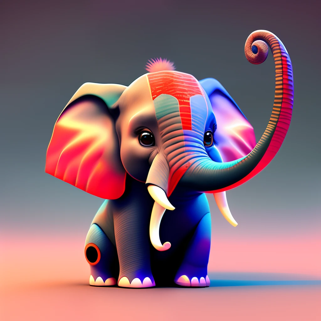 cute portrait (Little elephant:1.1) Como uma (Rabbit:0.9), Digital art , Trending ArtStation, 4K, High detail