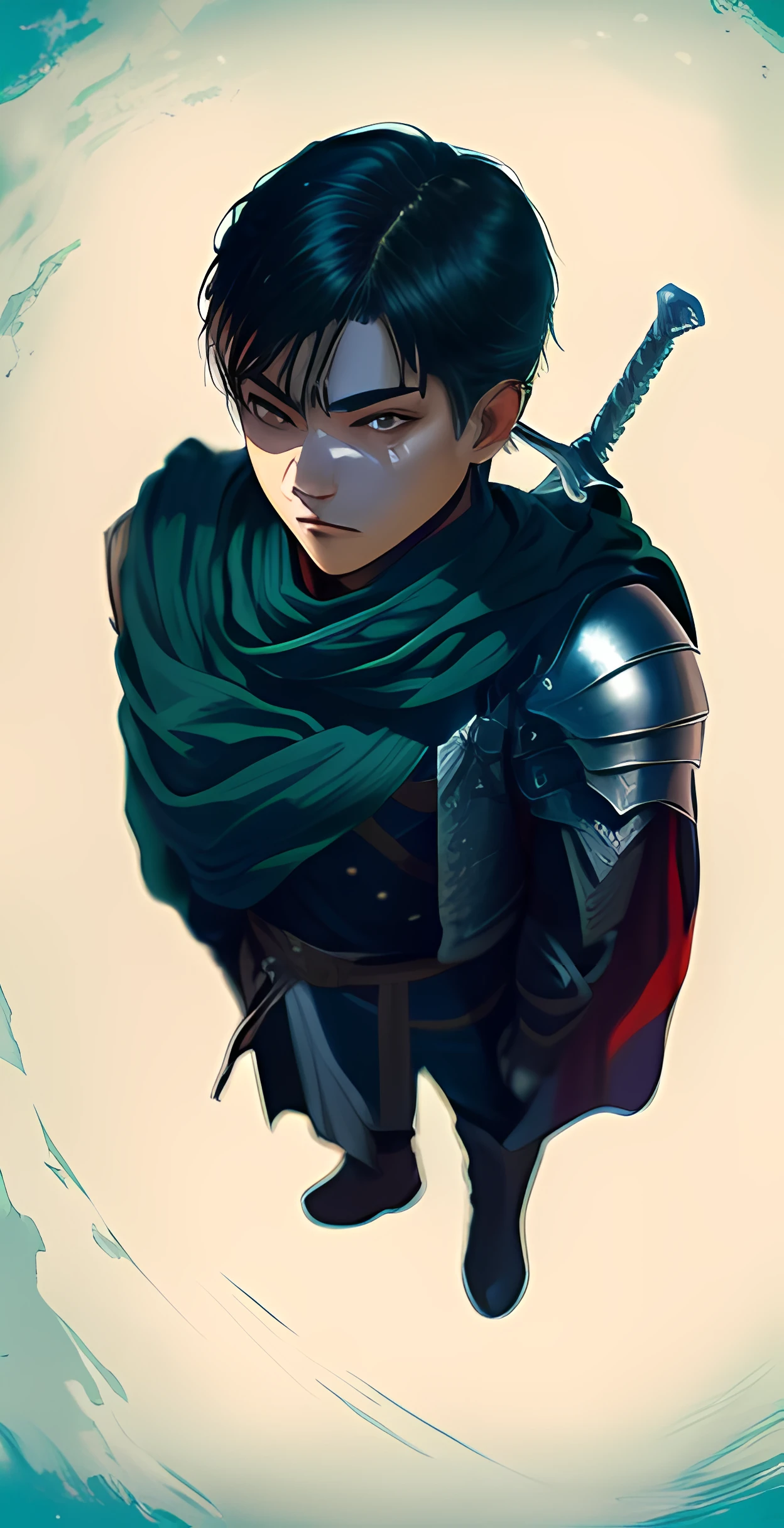 a drawing of a man with a sword in his hand, olhos vermelhos, cara bonito na arte demon slayer, Cassandra Caim, Estilo de arte Berserk, Tripas Berserk, Arya Stark, Tripas de Berserk, inspirado em Shingei, Tripas de Berserk, Tartakovsky, tordo, inspired by Sakai Hōitsu, jovem das sombras macho, vestindo capa escura
