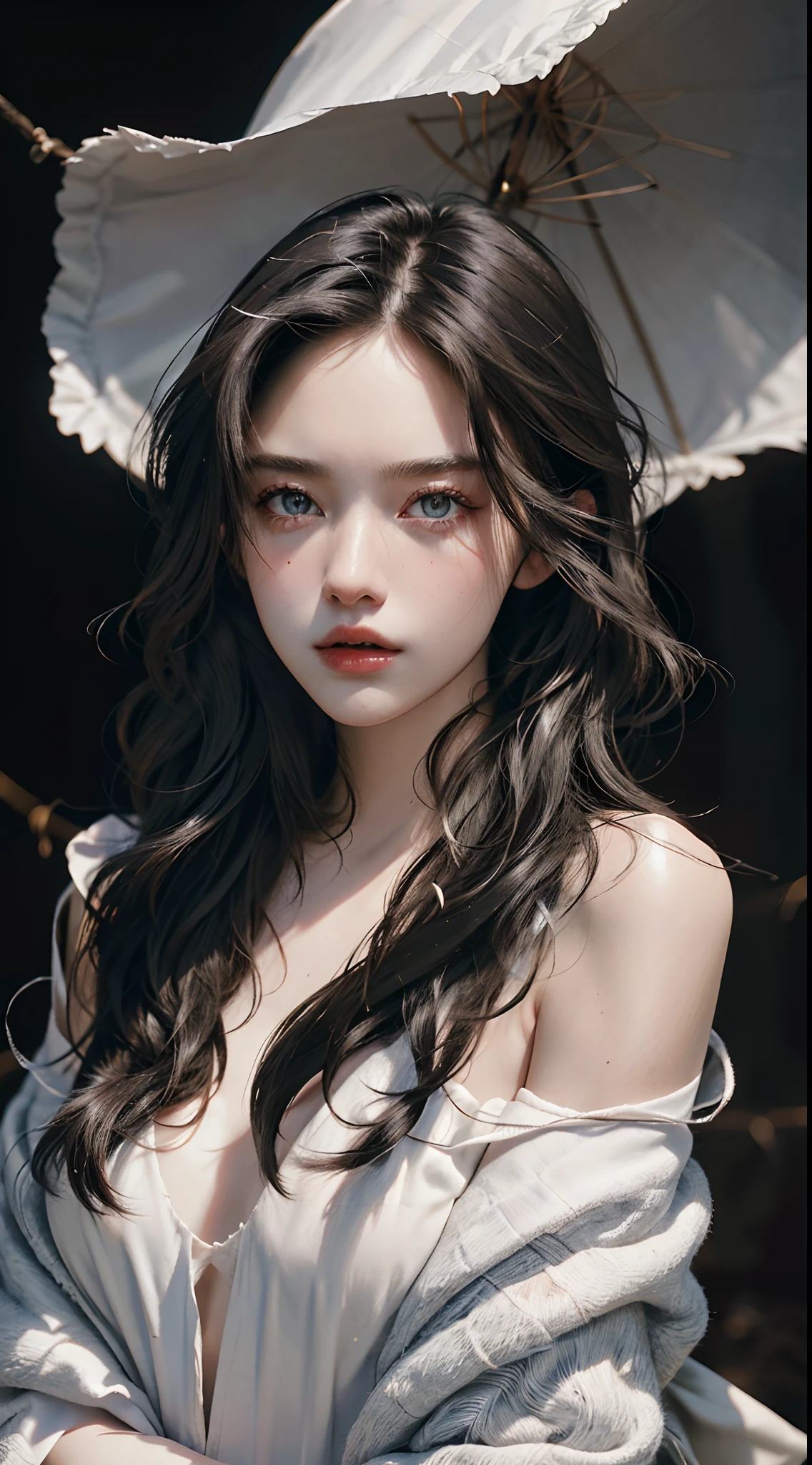 (reality: 1.4), very beautiful, slightly younger face, beautiful skin, slender, (ultra realistic), (illustration), (high resolution), (8K), (highly detailed), (best illustration), (beautifully detailed eyes), (super detailed), (wallpaper), (detailed face), (photorealistic:1.4), raw emotion photo, 2 girls , off shoulder kimono ,exposed  shoulder, cinematic lighting, split-color hair, long wispy hair blowing in the wind