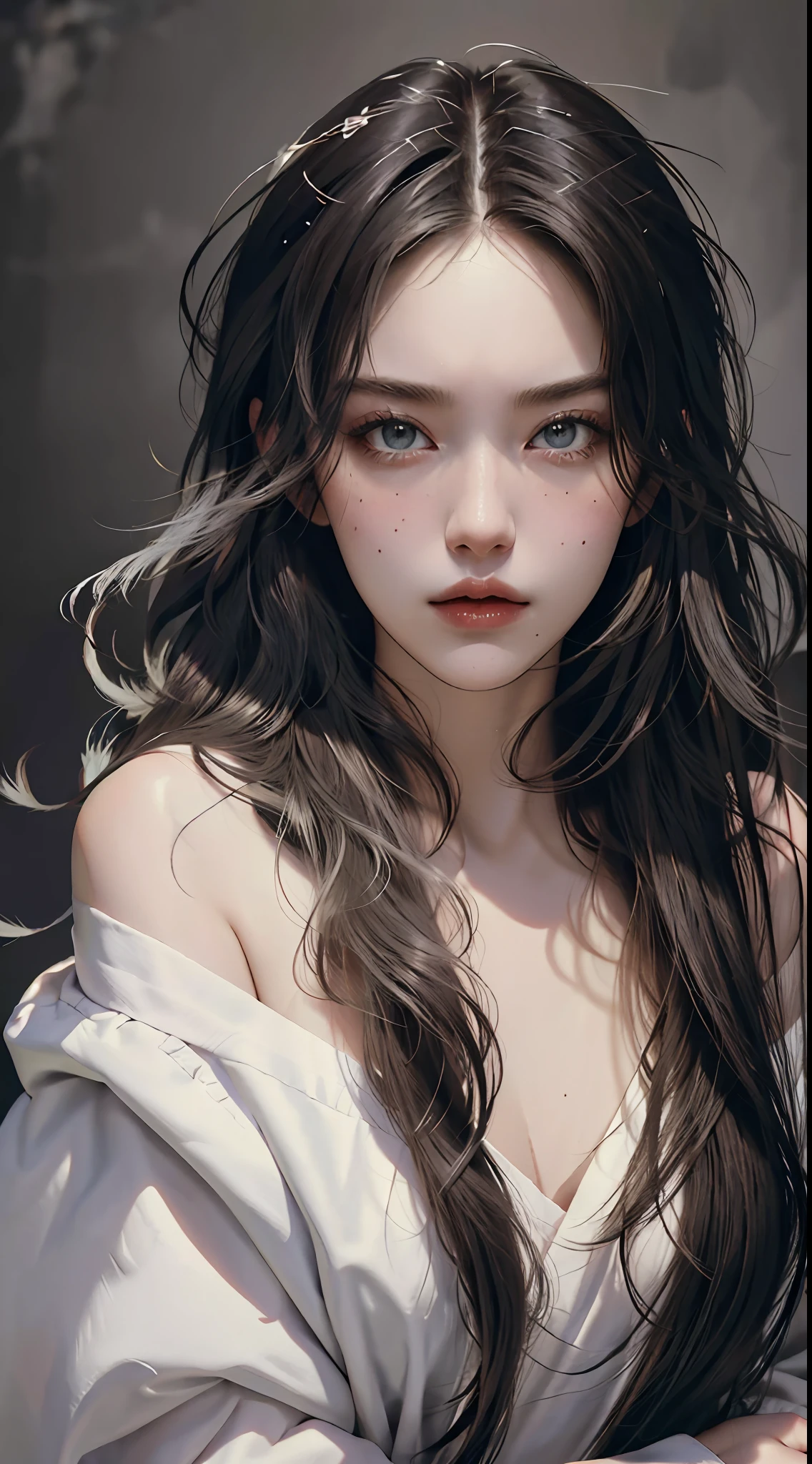 (reality: 1.4), very beautiful, slightly younger face, beautiful skin, slender, (ultra realistic), (illustration), (high resolution), (8K), (highly detailed), (best illustration), (beautifully detailed eyes), (super detailed), (wallpaper), (detailed face), (photorealistic:1.4), raw emotion photo, 2 girls , off shoulder kimono ,exposed  shoulder, cinematic lighting, split-color hair, long wispy hair blowing in the wind