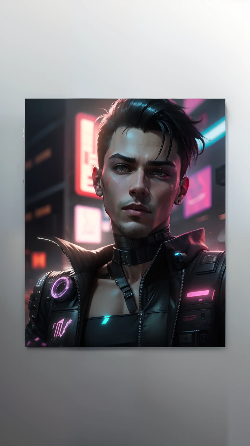 Change background, cyberpunk, handsome boy