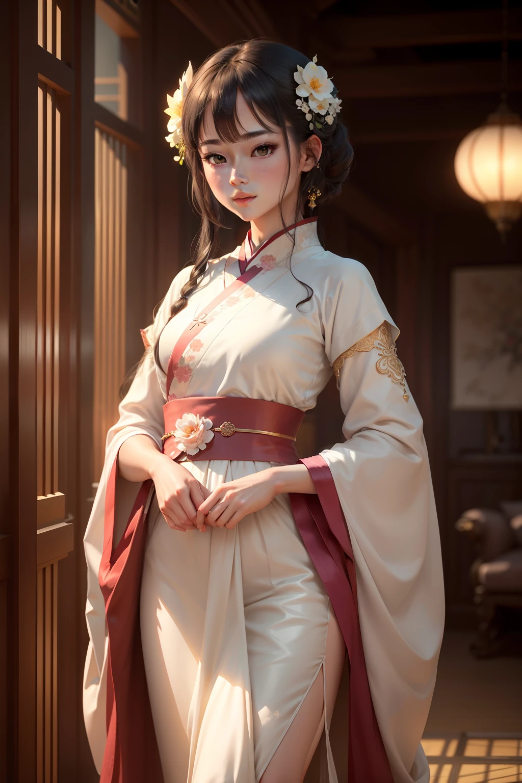 There was a man in a green Hanfu, clubs,palaces,oriental architecture ray tracing,{best qualtiy},{ {tmasterpiece}},Extremely detailed 8K wallpaper,{An extremely delicate and beautiful},coloured with lots of colour,intricately details,photorealestic,Realiy,Camera quality,(Carefully portray clothes),Cold white skin,(Carefully portray blush),1080p,suns,Soft cute,Smooth black hair,Messy beauty,lamplight,Sense of brokenness,The skin is shiny and silky,3D stereoscopic,tmasterpiece,The best quality,The illustrations are super detailed,beautidful eyes,Very delicate light,Fine luminescence,Very detailed 8K CG wallpaper,Peach blossom eyes,Red pupils,An extremely delicate and beautiful face,8k wallpaper,best qualtiy,close-up all over the body,white clothes,Luxuriously silky moon white chiffon flood(Illusion,glitters,Ultrathin,softness,)Hanfu