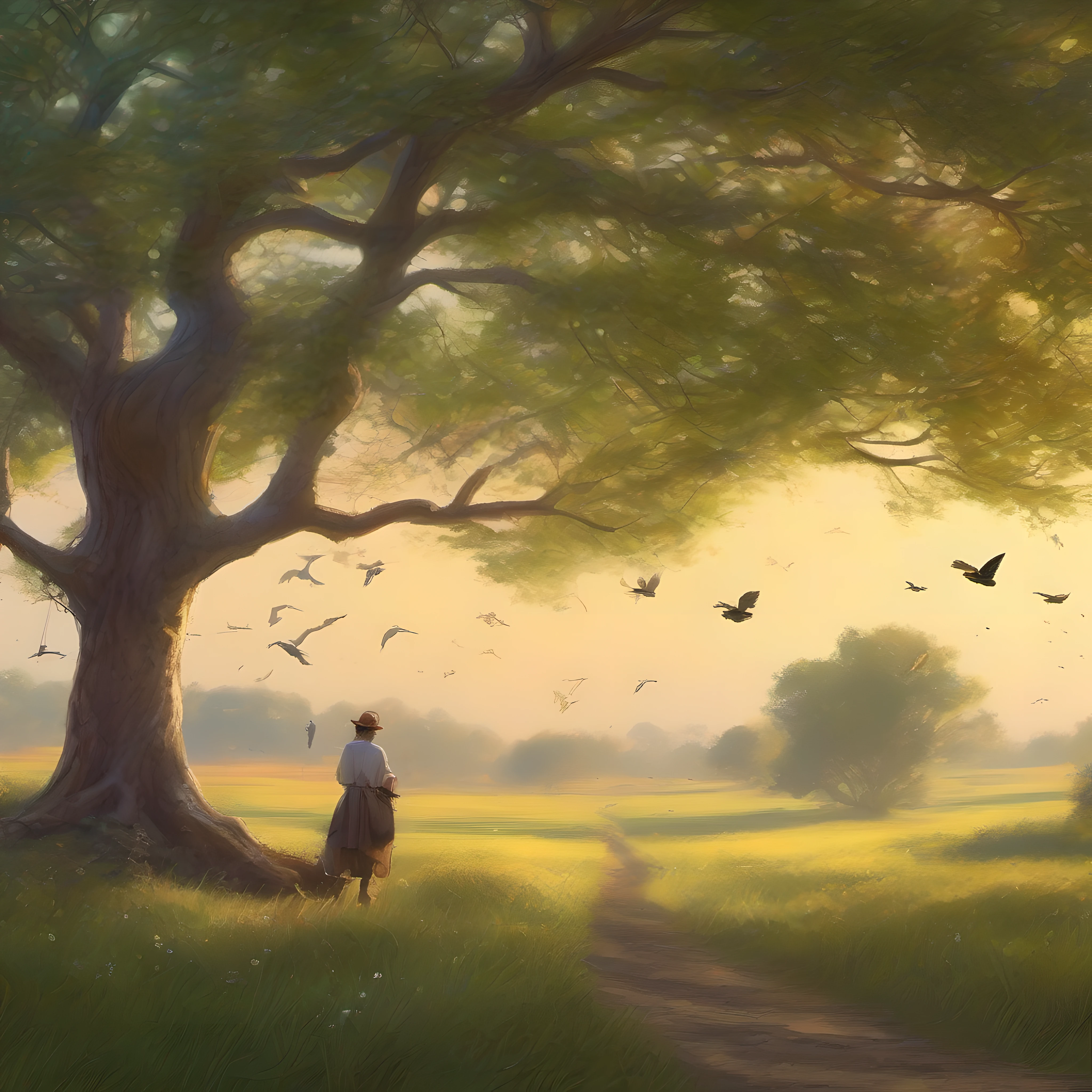 I pause and breathe deeply, taking in the tranquil rural scenery and sounds of chirping birds. The field looks like the perfect place for a leisurely stroll, but those shady trees also seem like an ideal spot for a short rest. I take another puff from my vape pen, contemplating which direction to meander to next on this picturesque morning.