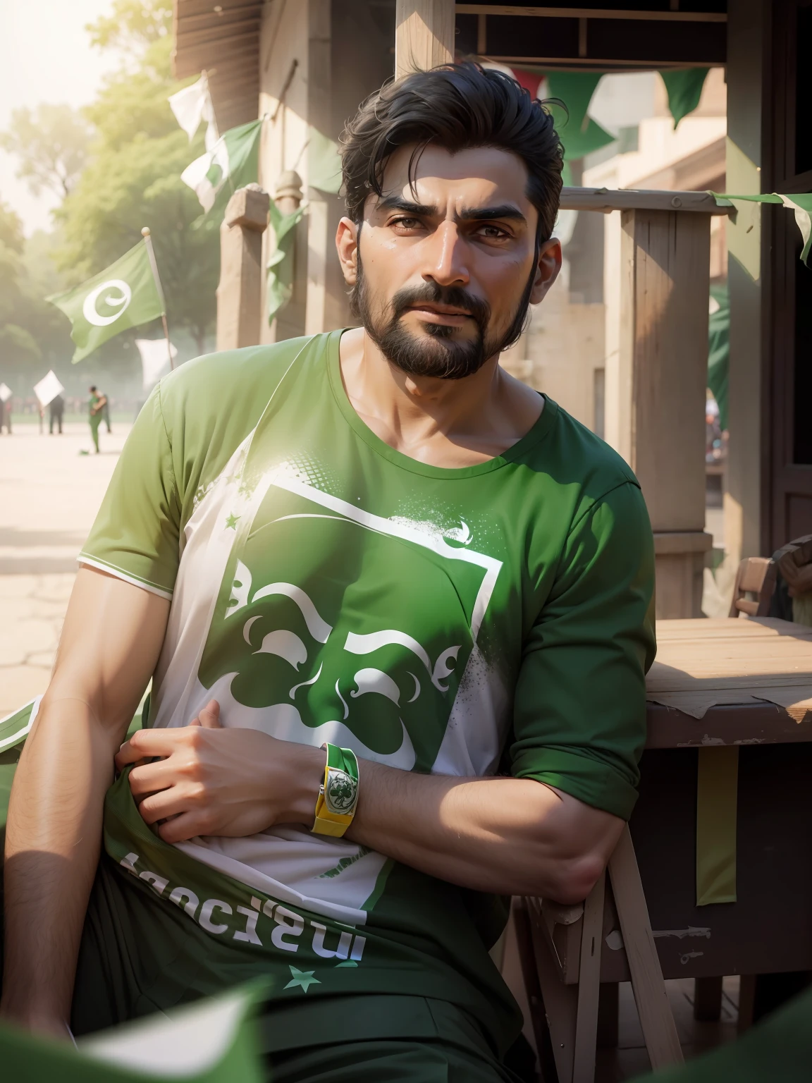 Pakistan 14 august festival with pakistan flag