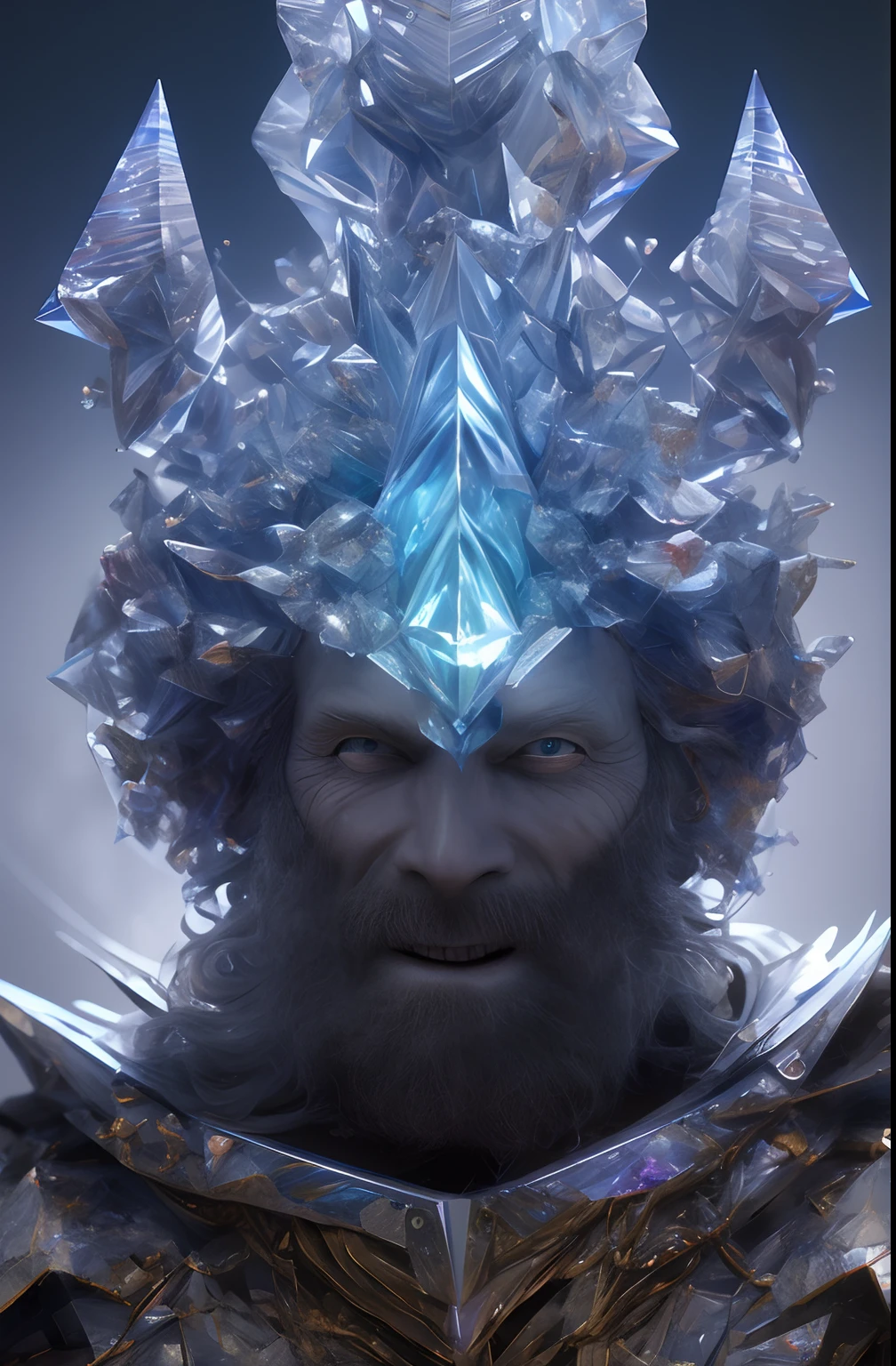 front shot of a court jester character fine portrait fine portrait mesmerizing fractal hyper cubes platinum cracked dark future hyper dimensional space galactic crystal shard nebula edges elegant detailed intricate concept artstation sharp focus ray tracing cinematic masterpiece octane render nvidia temporal corruption beeple wlop lok du germ gustave dore 8 4 k scifi