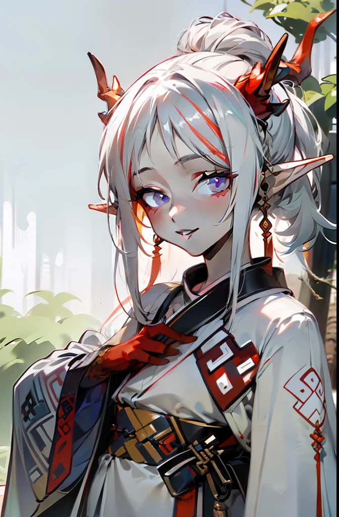 **Overview:** The druendes are small, mystical beings, conhecidos por sua estatura baixa e olhos violetas marcantes. Their hair is often white or silver in color, contrastando com a pele que varia entre Tons brancos quase albinos. Their hands display distinctive symbols in a vibrant red hue. Druendes have pointed ears that denote their magical nature, and on their heads rest small branches of trees, assemelhando-se a pequenos chifres.
**physical features:**
- **Estatura:** Druendes have a short and delicate stature.
- **Olhos:** His violet eyes are remarkable and carry a sense of mystery.
- **Cabelos:** Often, their hair is white or silver, contrastando com a pele.
- **Pele:** A pele dos druendes varia entre Tons brancos quase albinos.
- **Hands and Symbols:** His hands display symbols in a vibrant red hue, destacando-se em contraste com a pele.
- **Orelhas e Chifres:** They have pointed ears and on their heads rest small branches of trees, assemelhando-se a pequenos chifres.