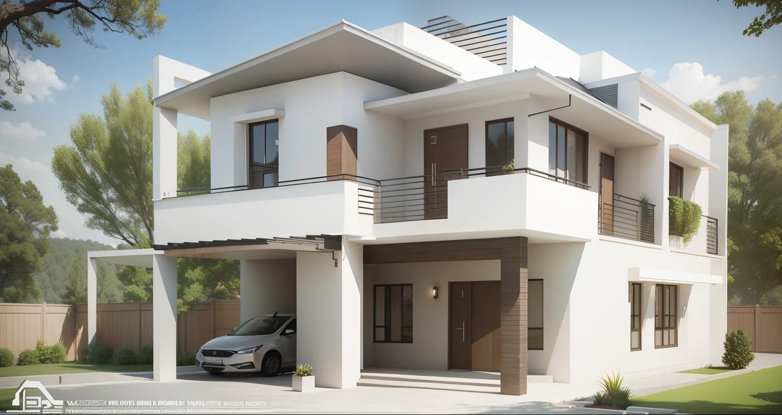 Give me a different exterior design of this house, vray render,