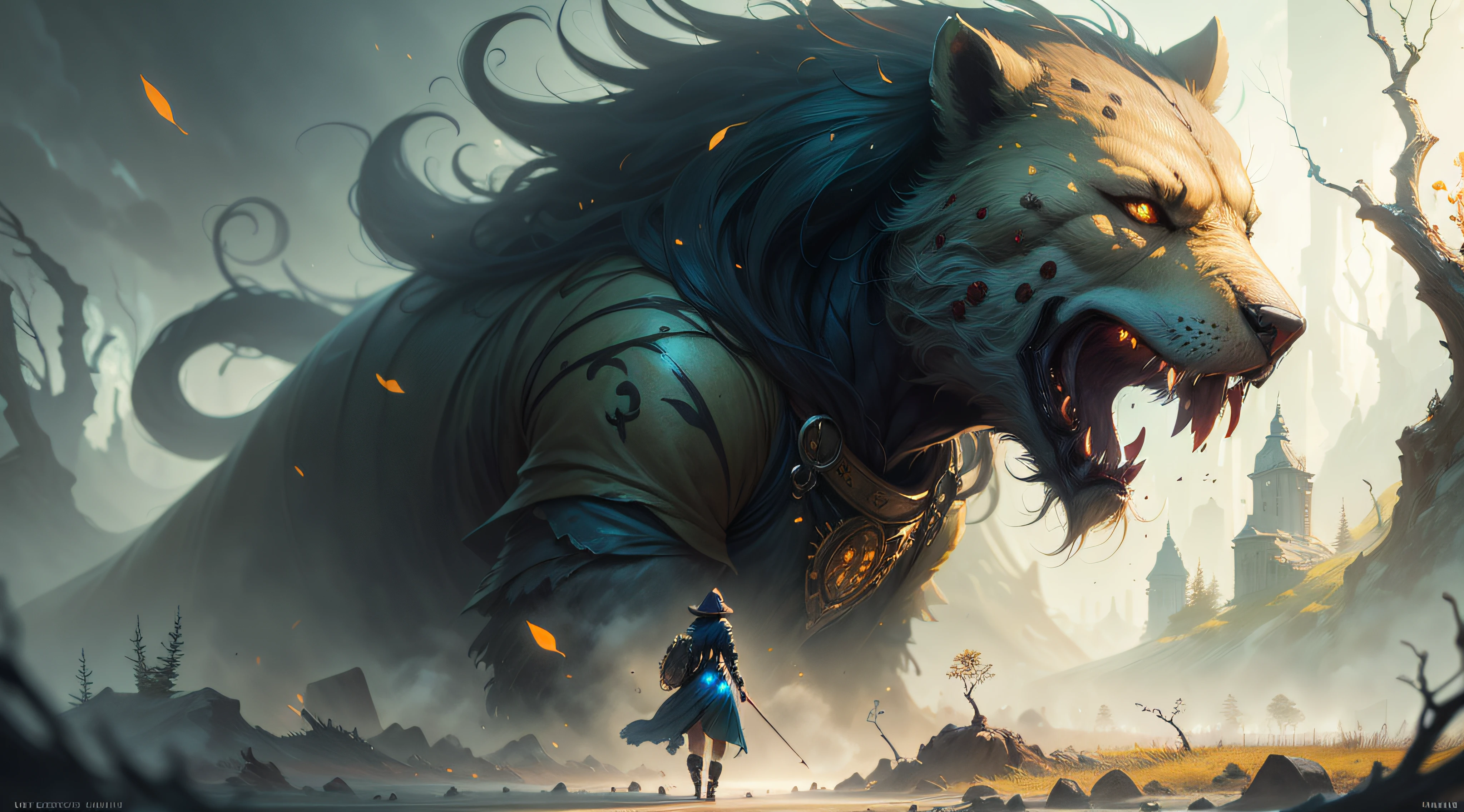 Una mujer caminando frente a un oso en un bosque, Wojtek FUS, epic fantasy art style, realistic fantasy illustration, epic fantasy illustration, realistic fantasy artwork, 4K fantasy art, Una mujer Berserker muy hermosa, epic fantasy character art, epic fantasy style art, 8k fantasy art, Fantasy art style, Artgerm y Atey Ghailan, fantasy illustrations