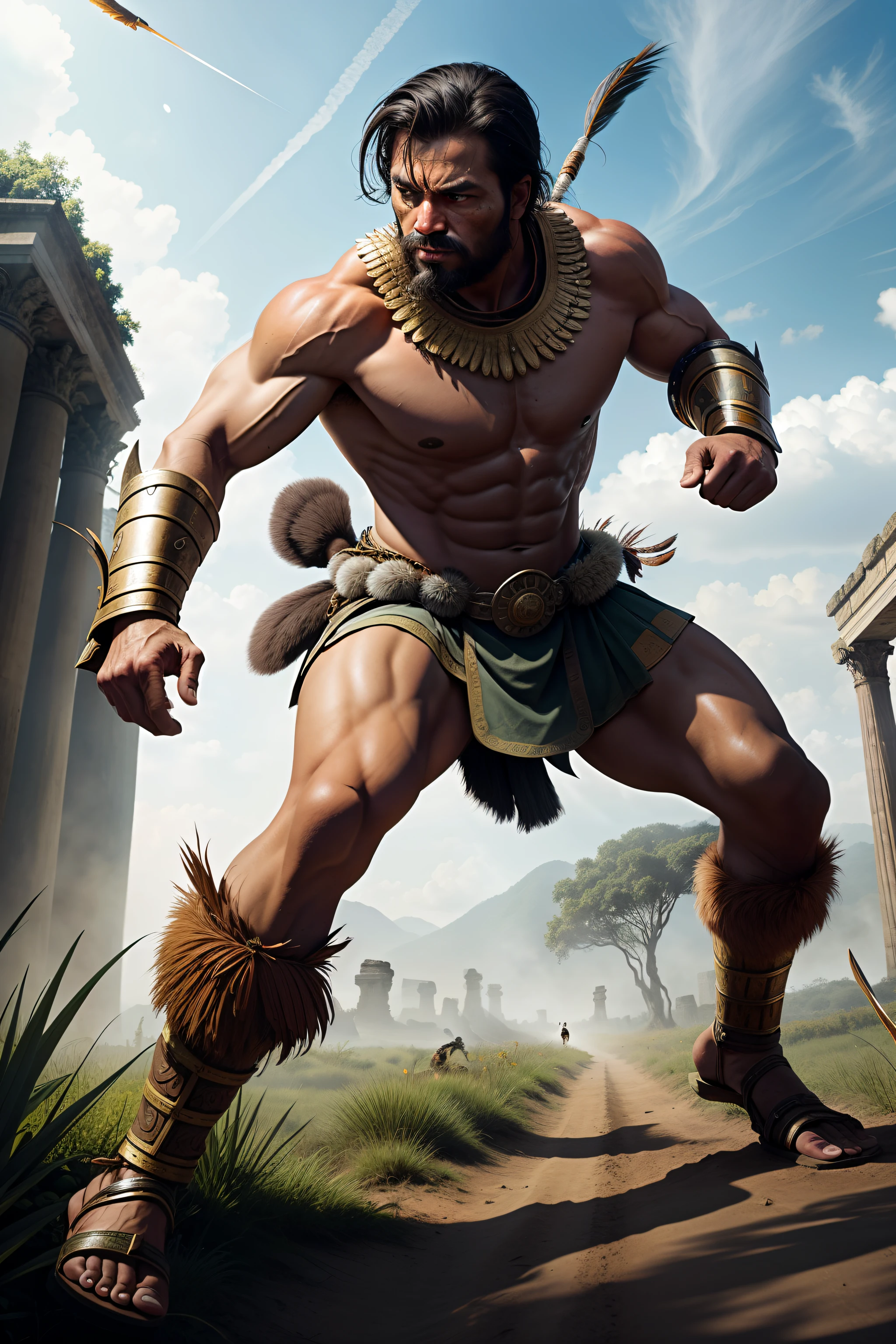 1man, Amazon Warriors, ancient battlefield,  action