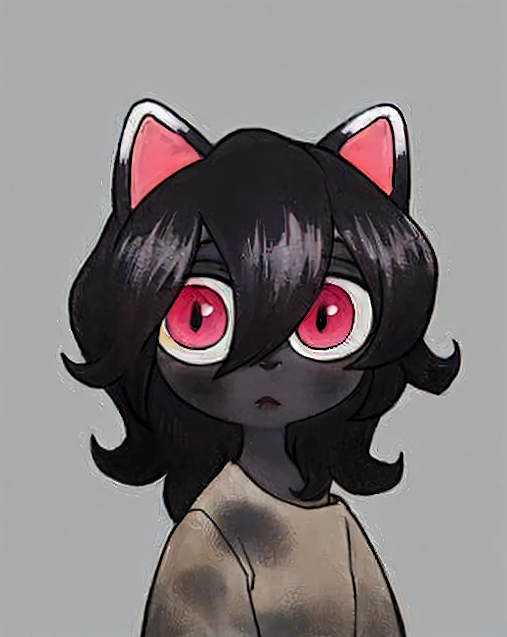 Um close up de um gato dos desenhos animados com uma orelha de gato, gato anime, gatinha, gato anime bonito, headshot of young female furry, cel - estilo de arte sombreado, Nekomimi, portrait of a goth catgirl, ****** do gato, female furry mini cute style, gatinha jovem bonita, sombreamento estilo anime plano, Resinas, gato antro, female fursona