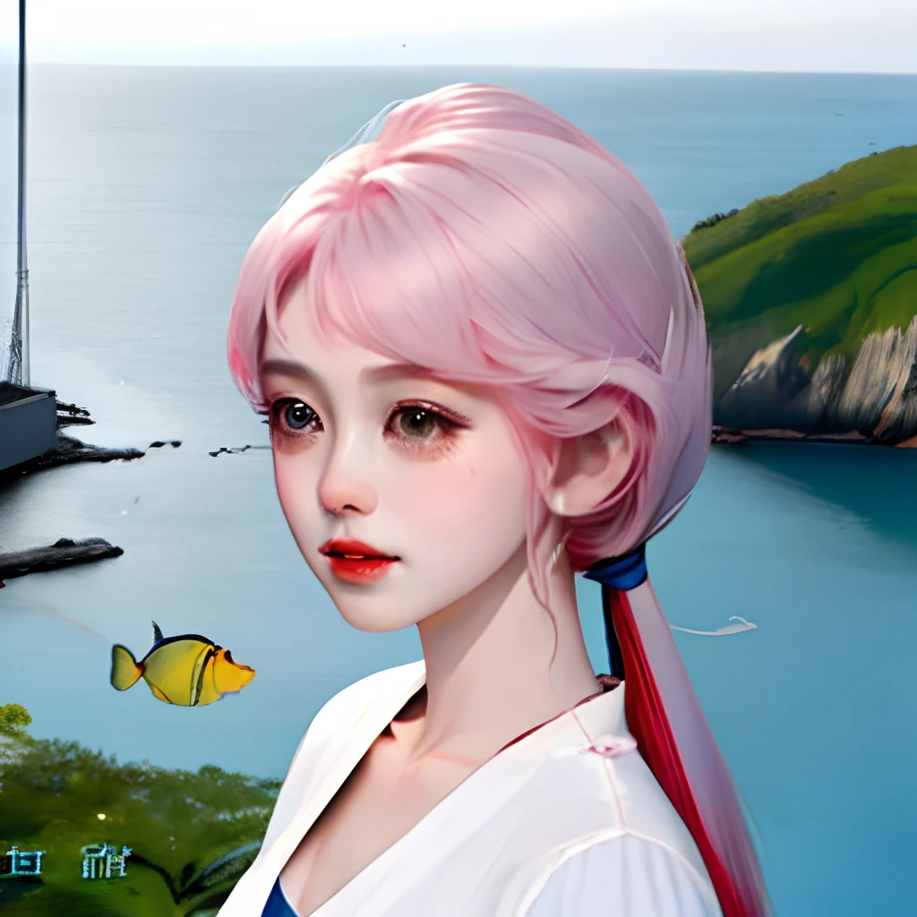 Hairstyle that turns into twin tails、Feel the sea、Seaside、marine、aquarium