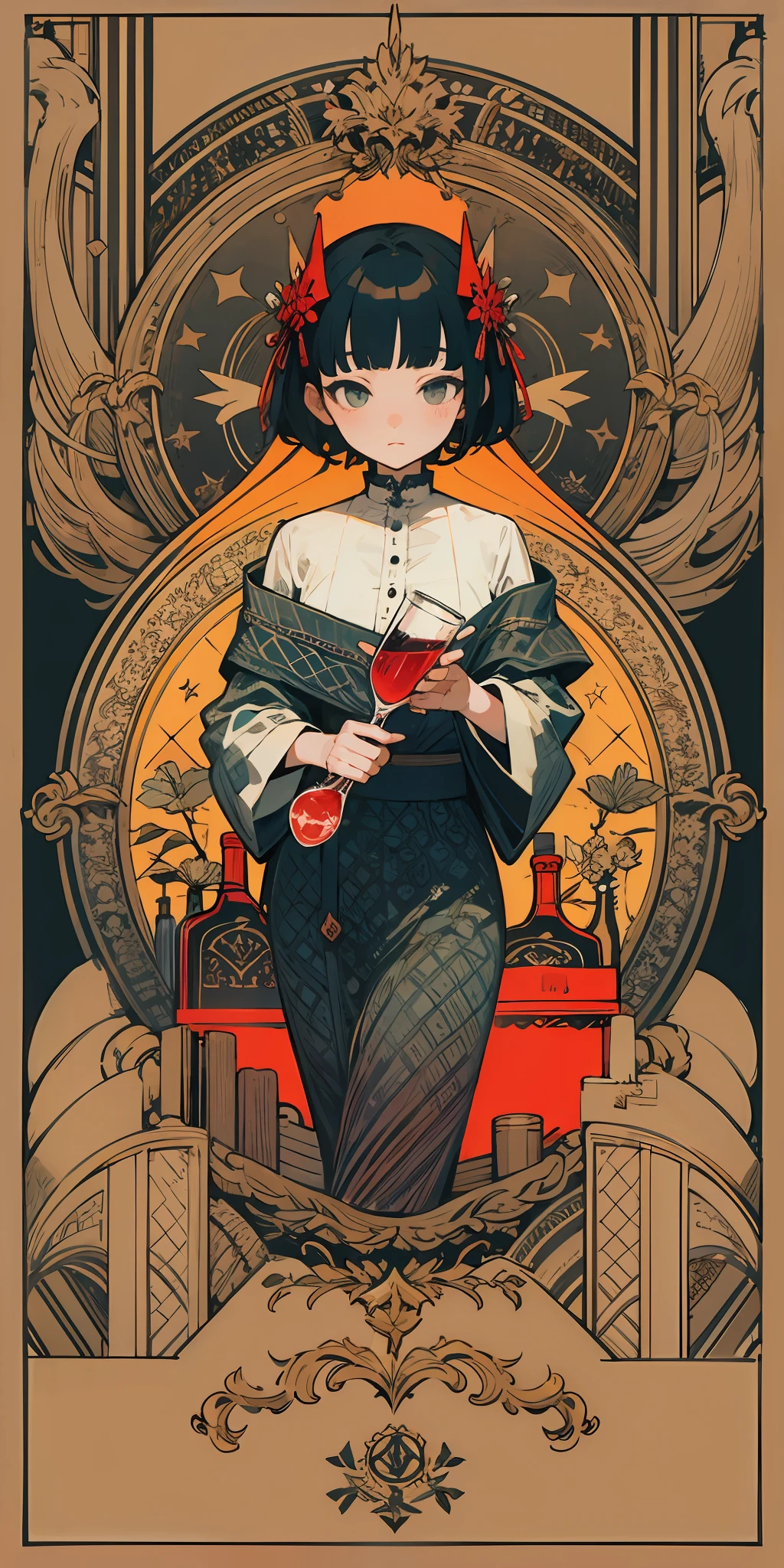 Pattern with alcohol motif
girl
