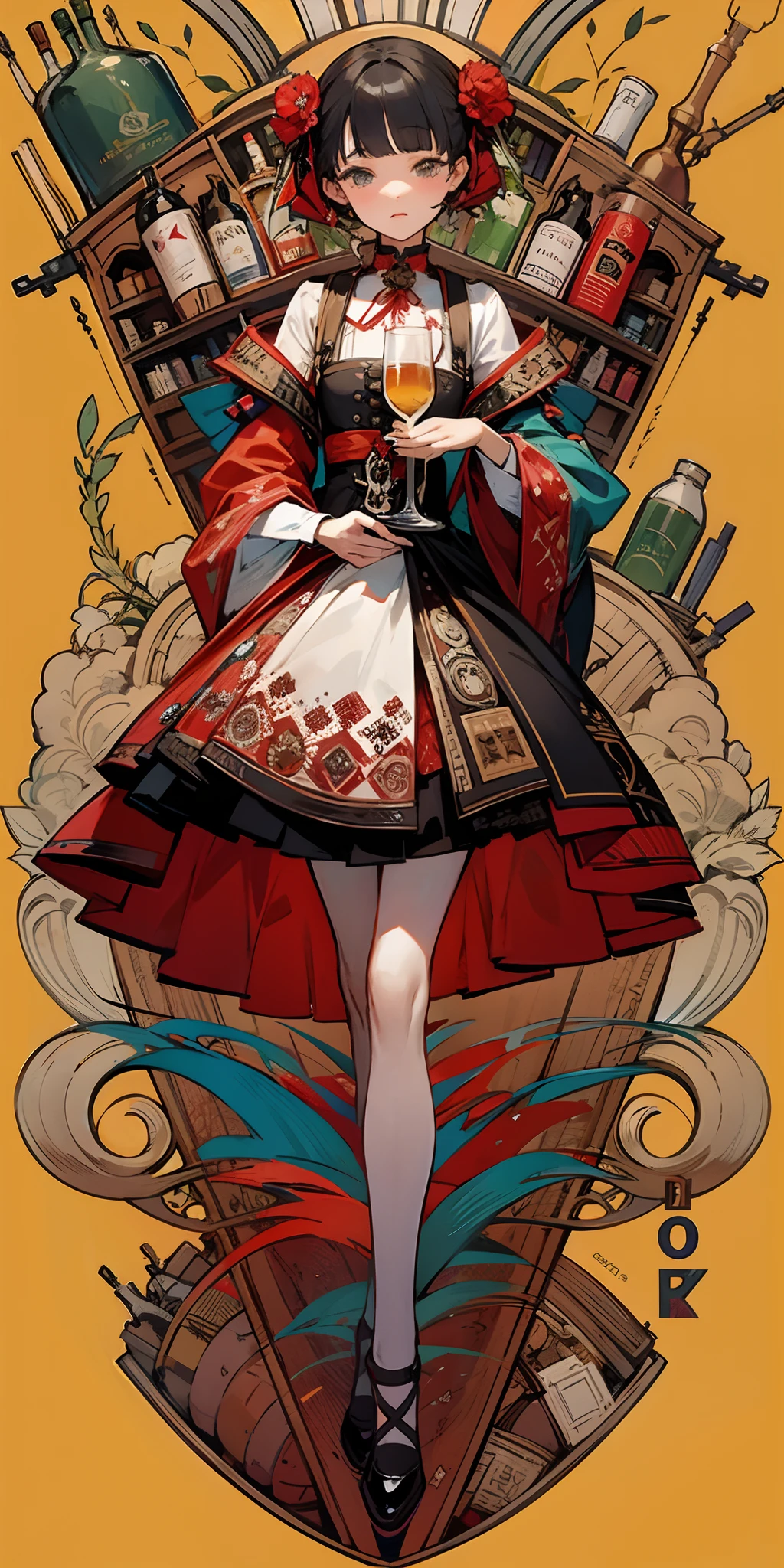 Pattern with alcohol motif
girl