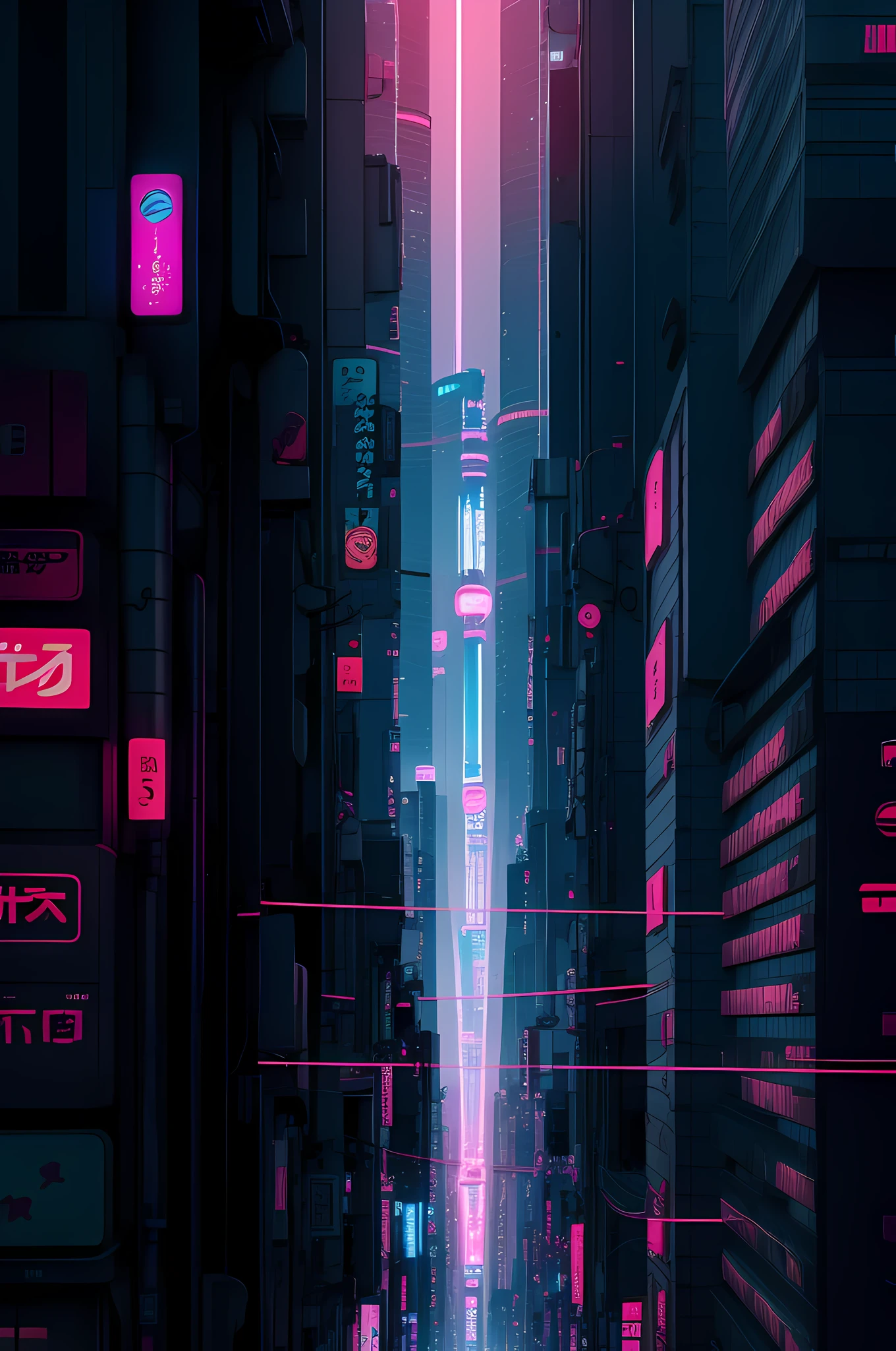 tokyo city in cyberpunk style, pink and blue lights, 8k, high res